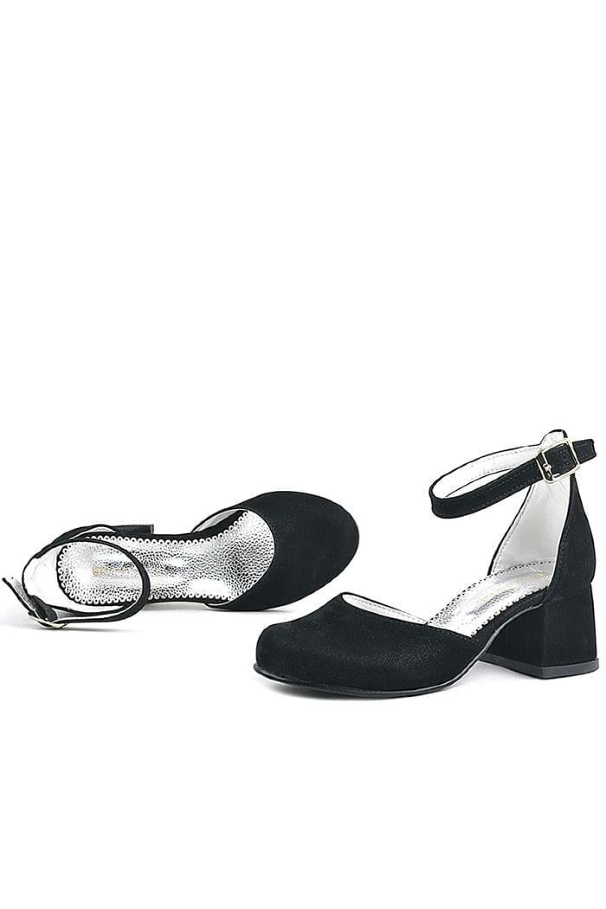 Merida Siyah Süet Kalın Topuklu Kız Çocuk Topuklu Ayakkabı - Görsel 9