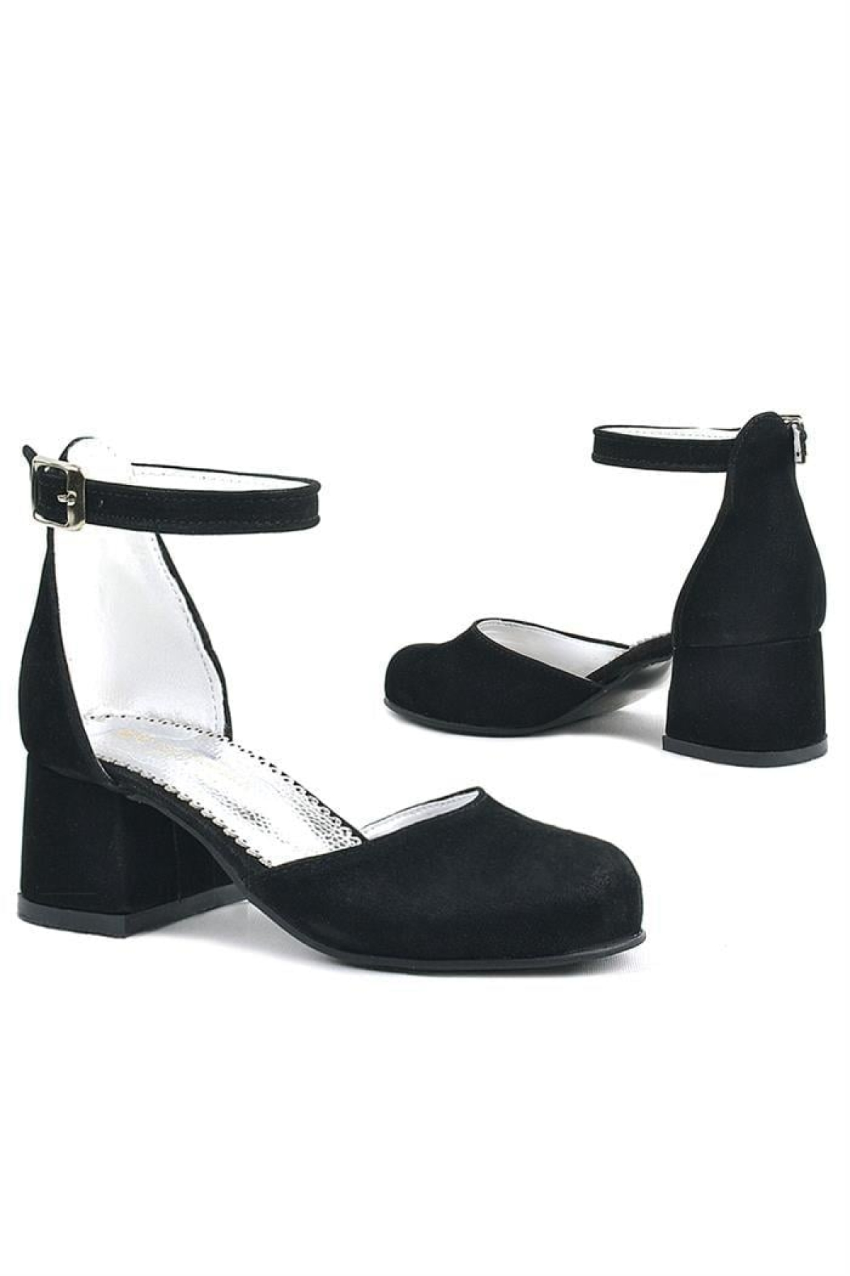 Merida Siyah Süet Kalın Topuklu Kız Çocuk Topuklu Ayakkabı - Görsel 11