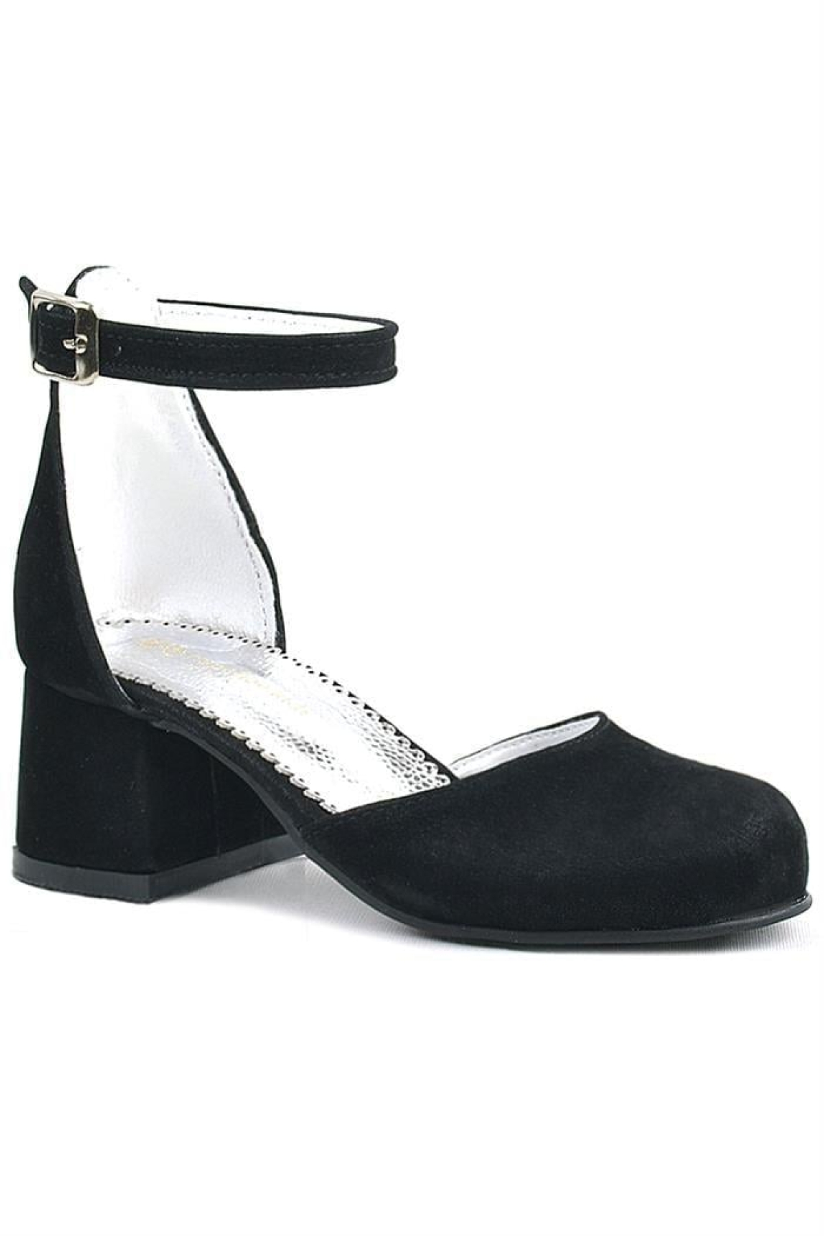 Merida Siyah Süet Kalın Topuklu Kız Çocuk Topuklu Ayakkabı - Görsel 2