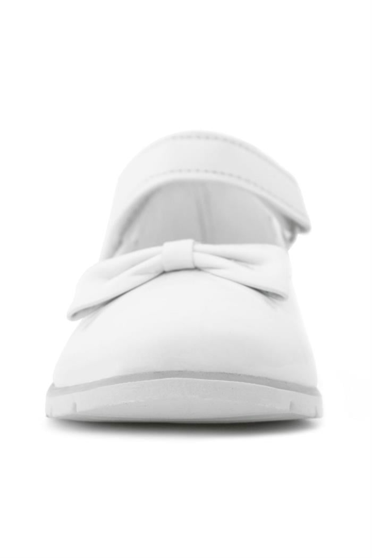 Beyaz Rugan Fiyonklu Cırtlı Kız Çocuk Babet - Görsel 5