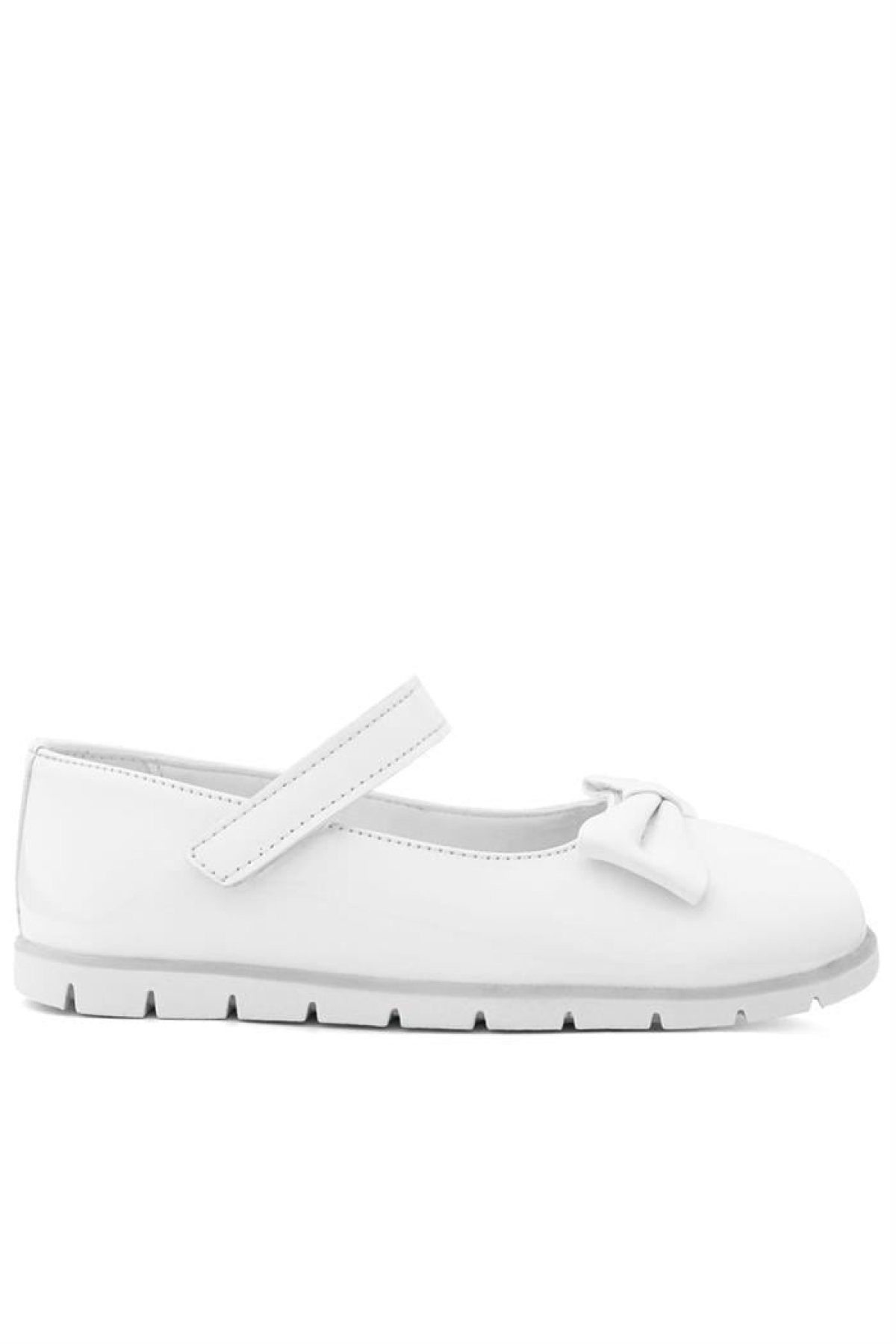 Beyaz Rugan Fiyonklu Cırtlı Kız Çocuk Babet - Görsel 11