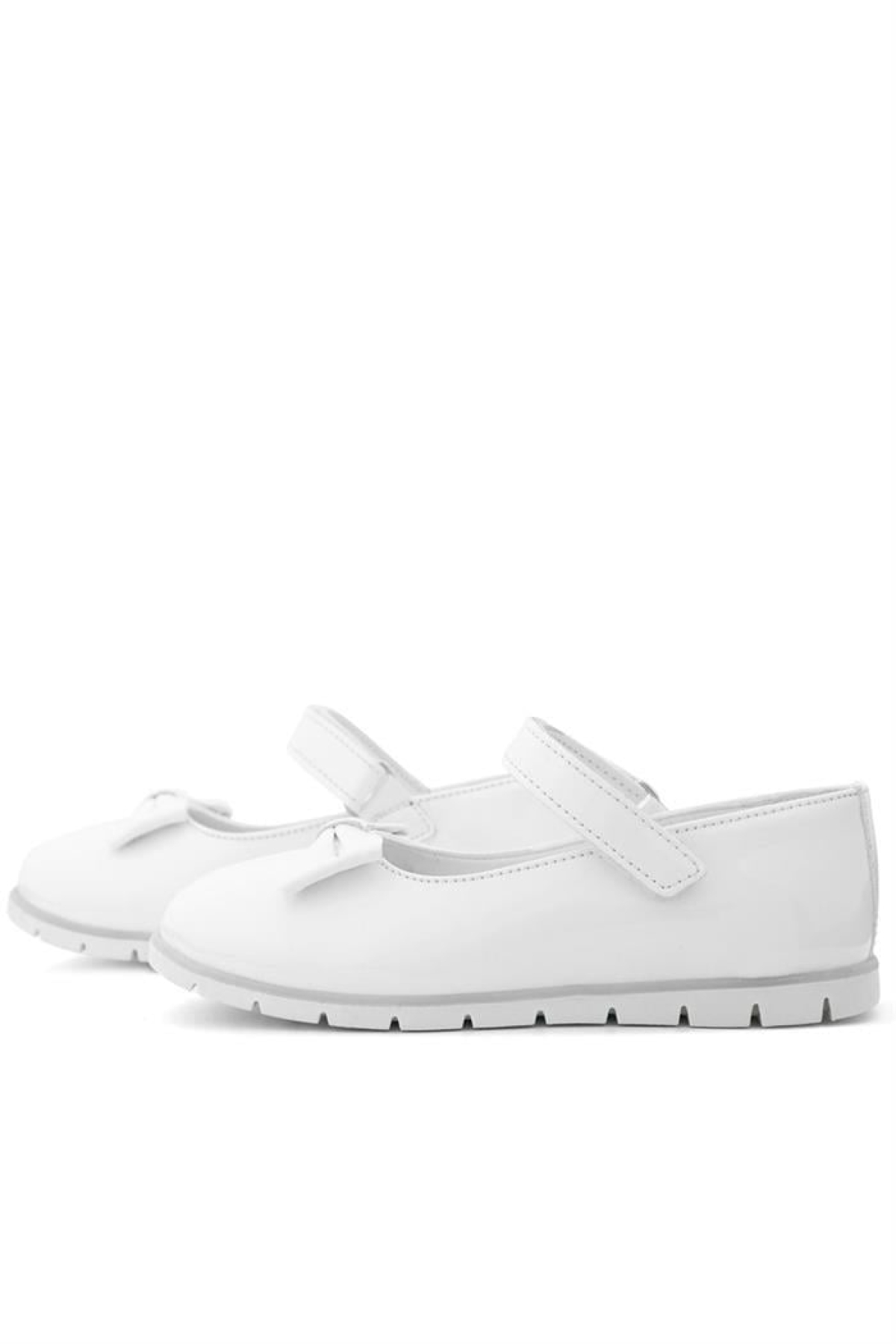 Beyaz Rugan Fiyonklu Cırtlı Kız Çocuk Babet - Görsel 14