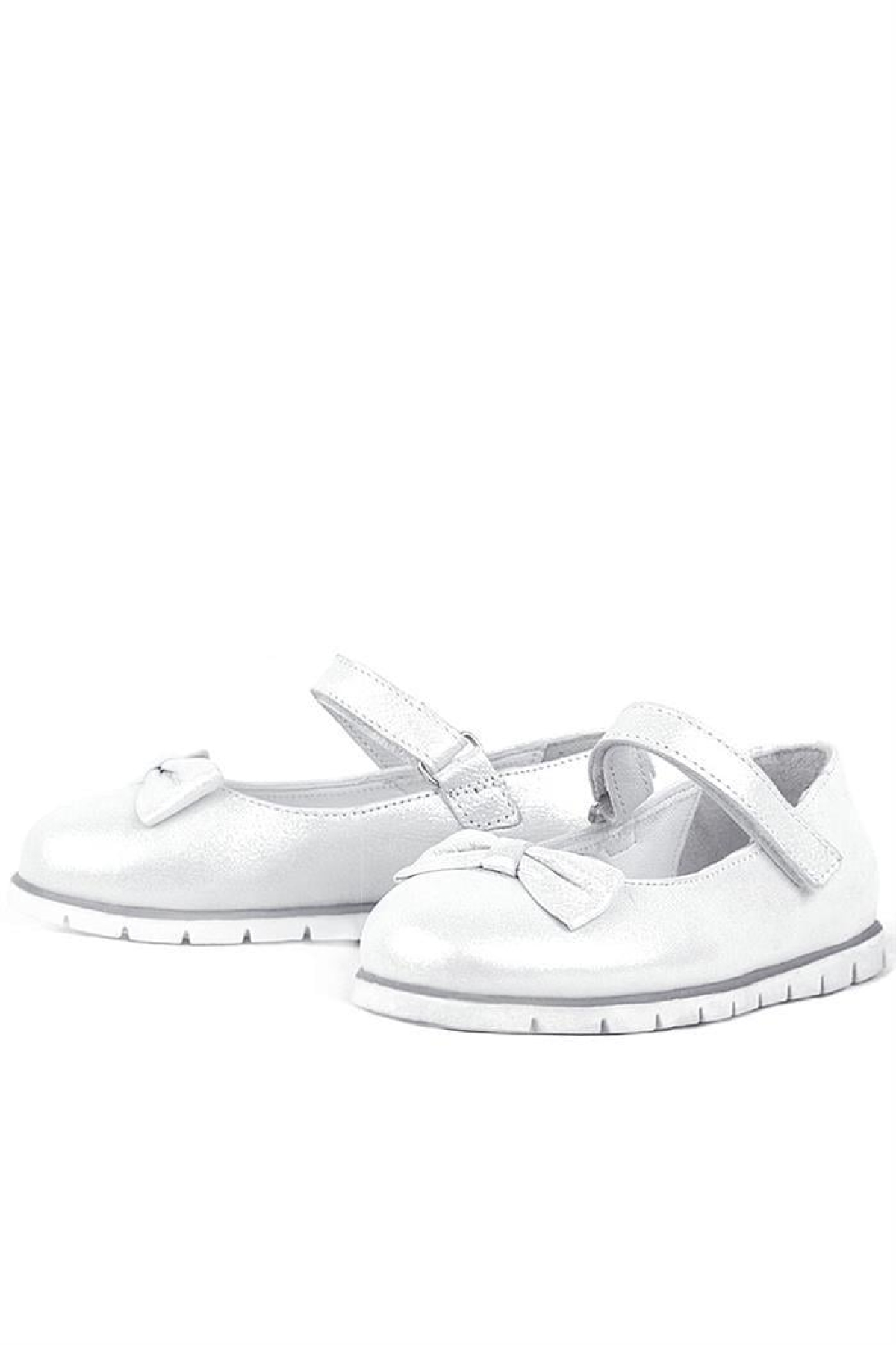 Hakiki Deri Gümüş Cırtlı Kız Çocuk Babet - Görsel 4