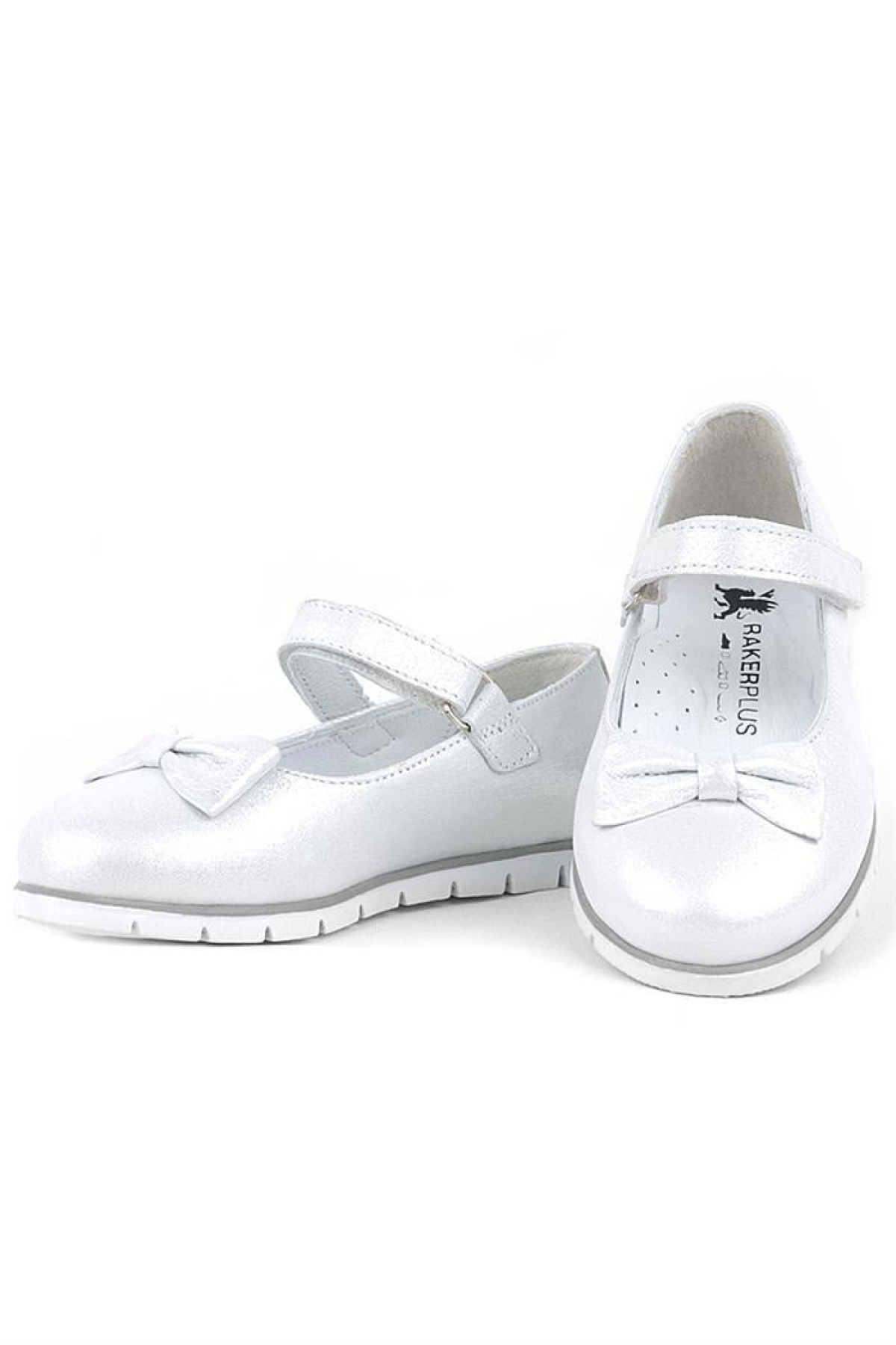 Hakiki Deri Gümüş Cırtlı Kız Çocuk Babet - Görsel 5