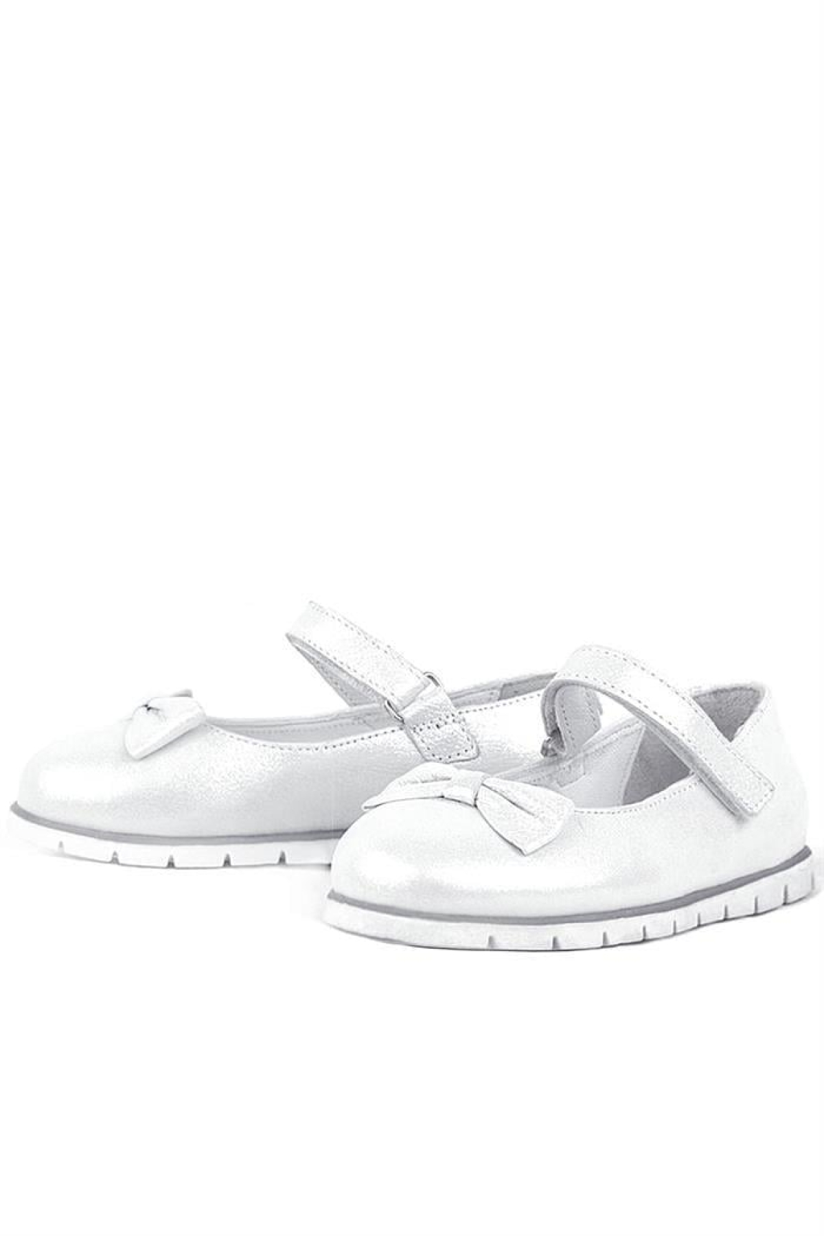 Hakiki Deri Gümüş Cırtlı Kız Çocuk Babet - Görsel 10