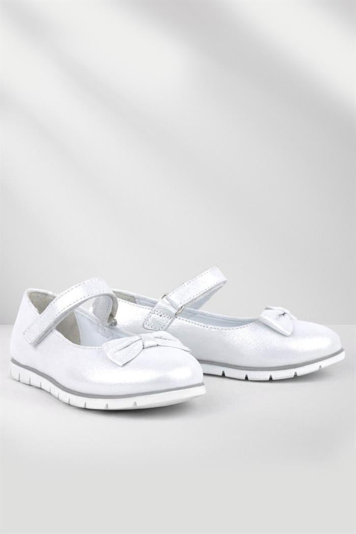 Hakiki Deri Gümüş Cırtlı Kız Çocuk Babet - Görsel 14