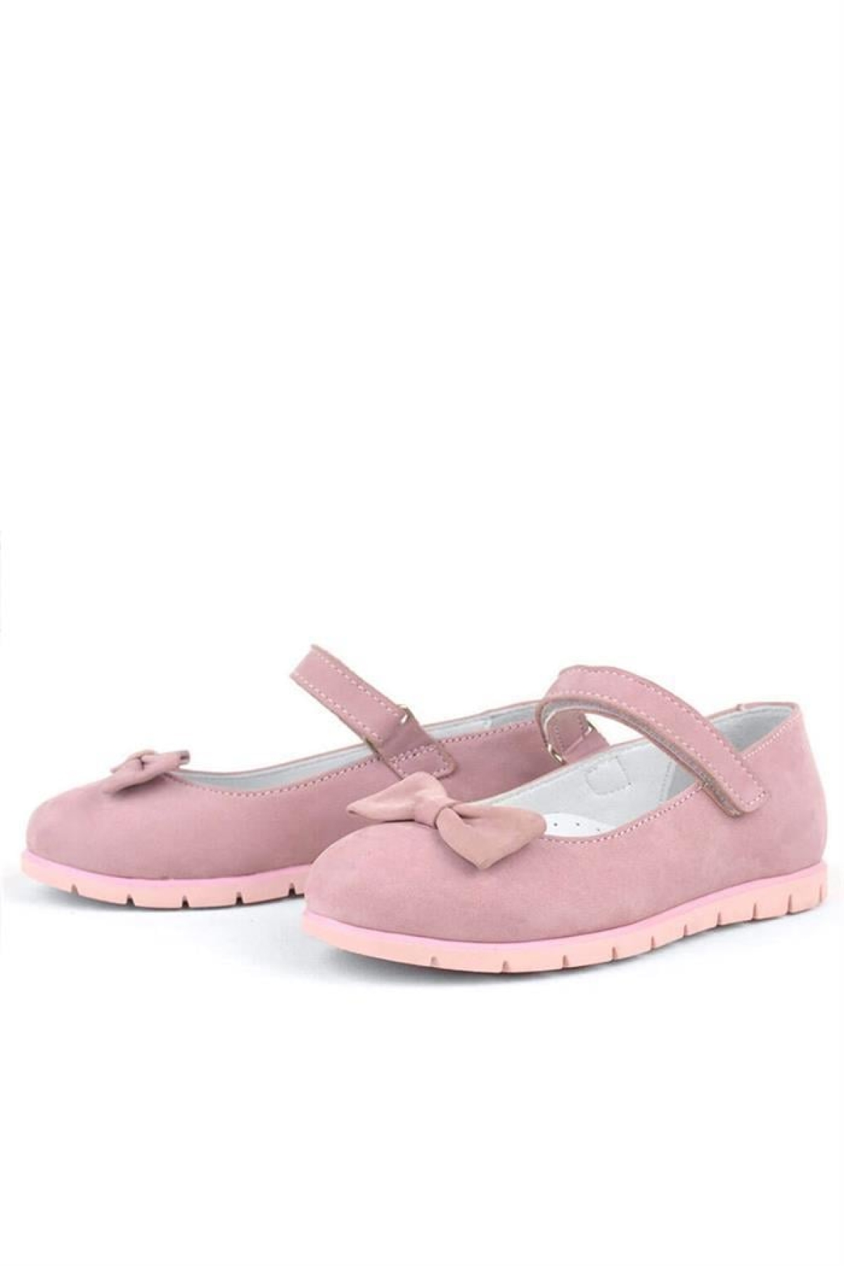 Rakerplus Pembe Rakerplus Hakiki Deri Fiyonklu Cırtlı Kız Çocuk Babet