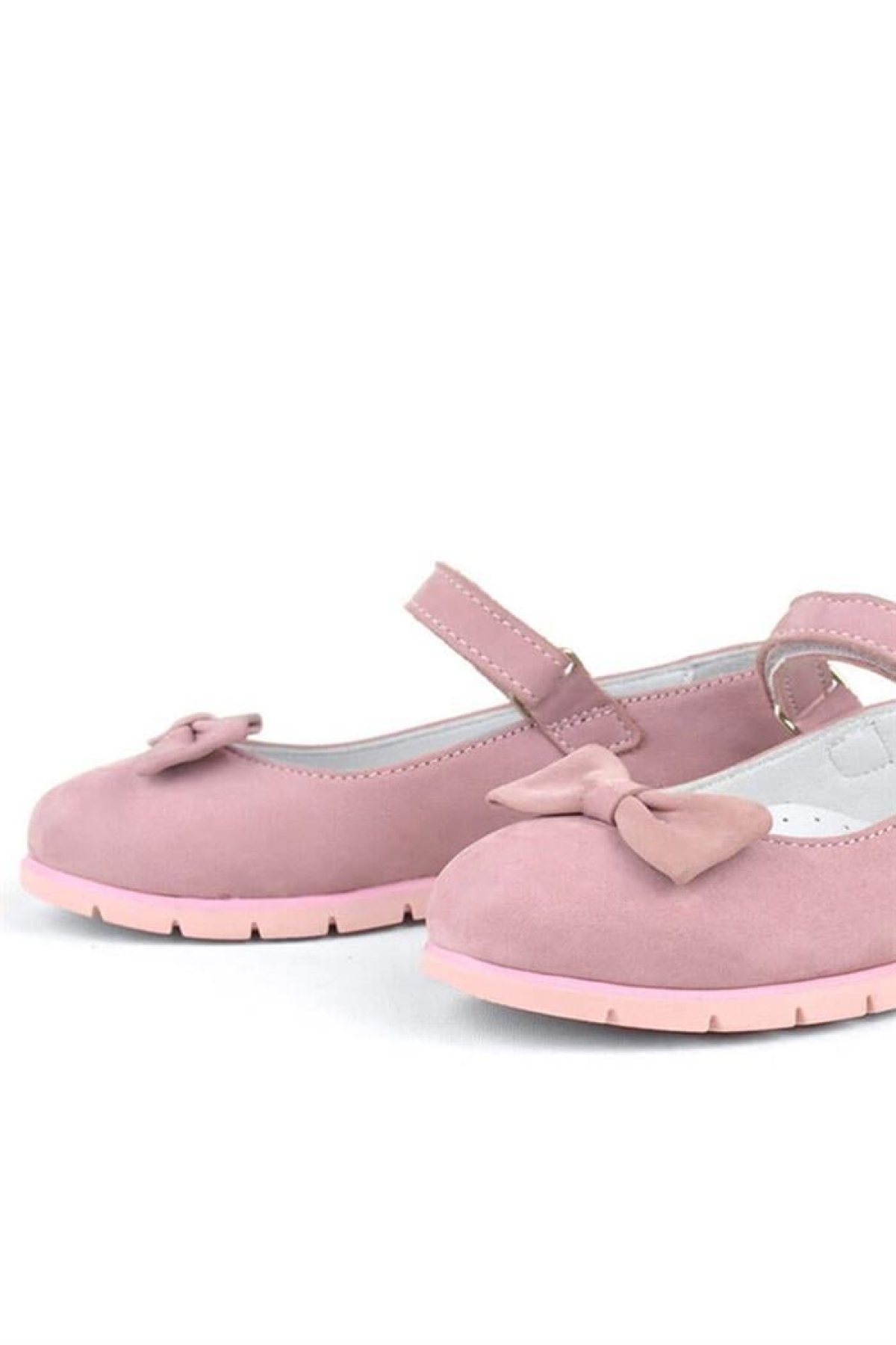 Rakerplus Pembe Rakerplus Hakiki Deri Fiyonklu Cırtlı Kız Çocuk Babet