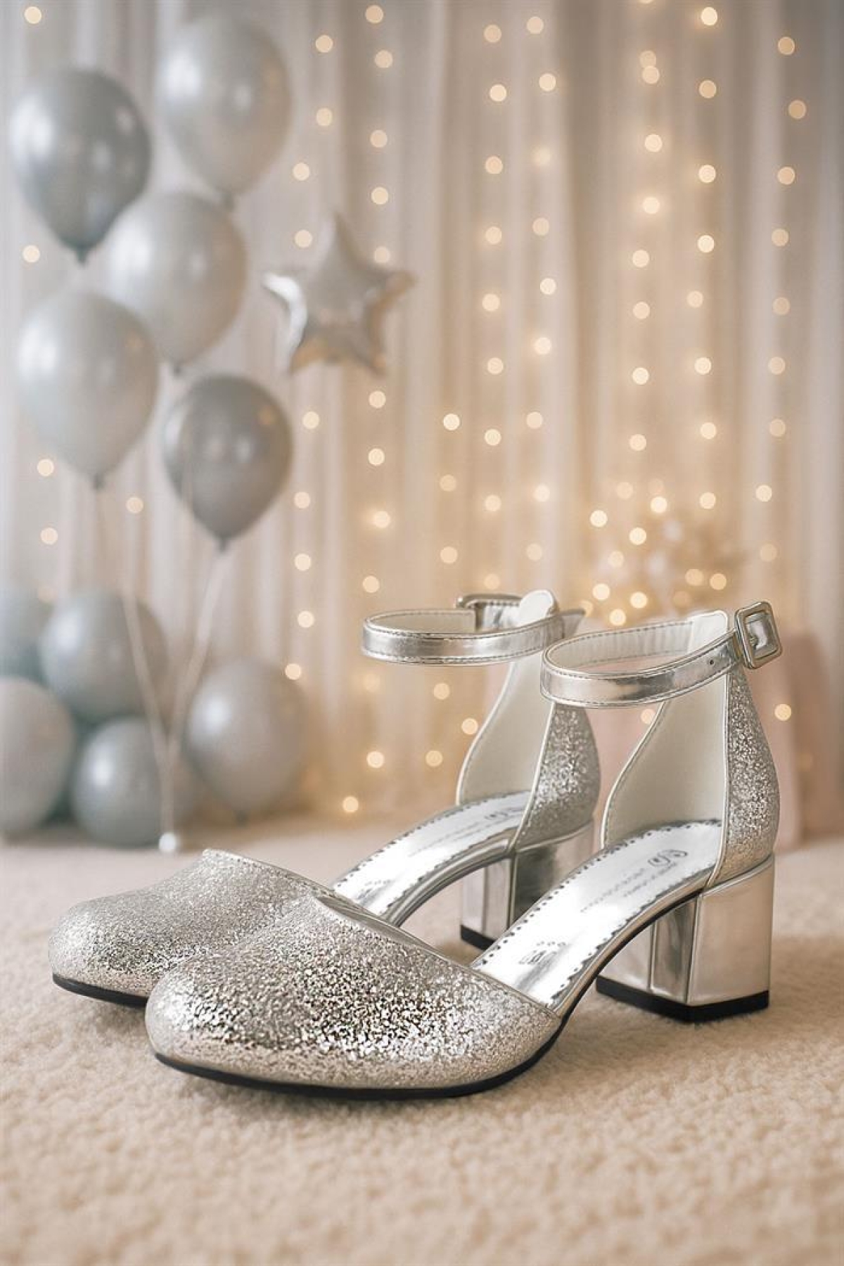 Merida Gümüş Kalın Topuklu Kız Çocuk Topuklu Ayakkabı - Görsel 14