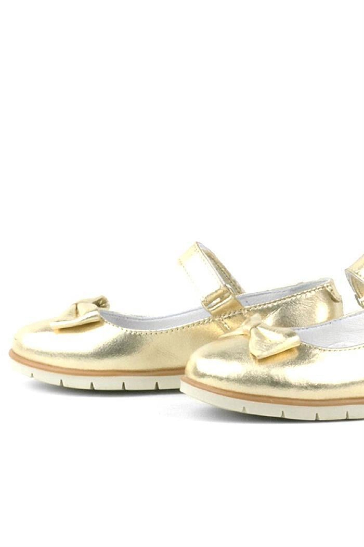 Hakiki Deri Gold Fiyonklu Cırtlı Kız Çocuk Babet - Görsel 7