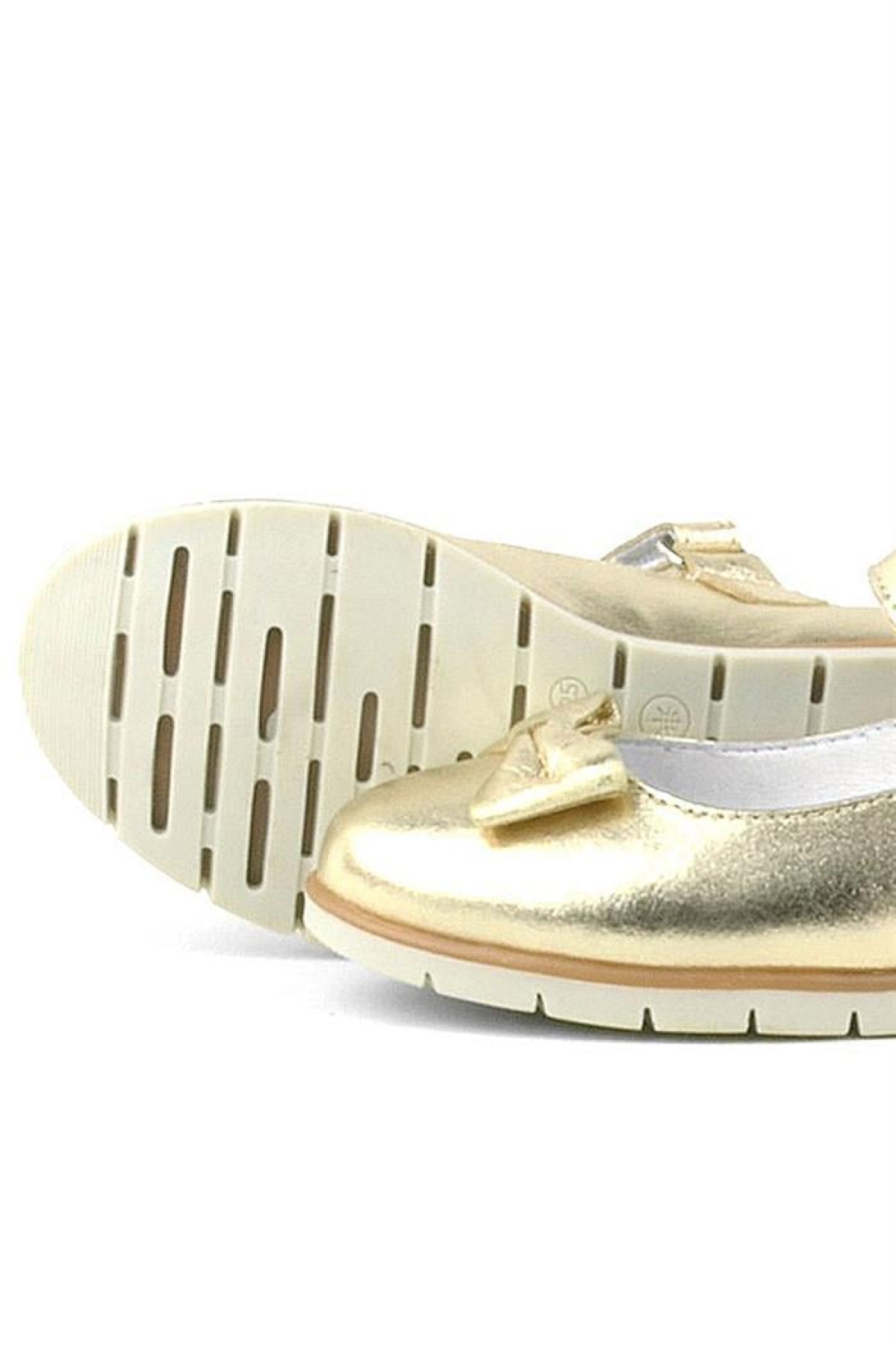 Hakiki Deri Gold Fiyonklu Cırtlı Kız Çocuk Babet - Görsel 8