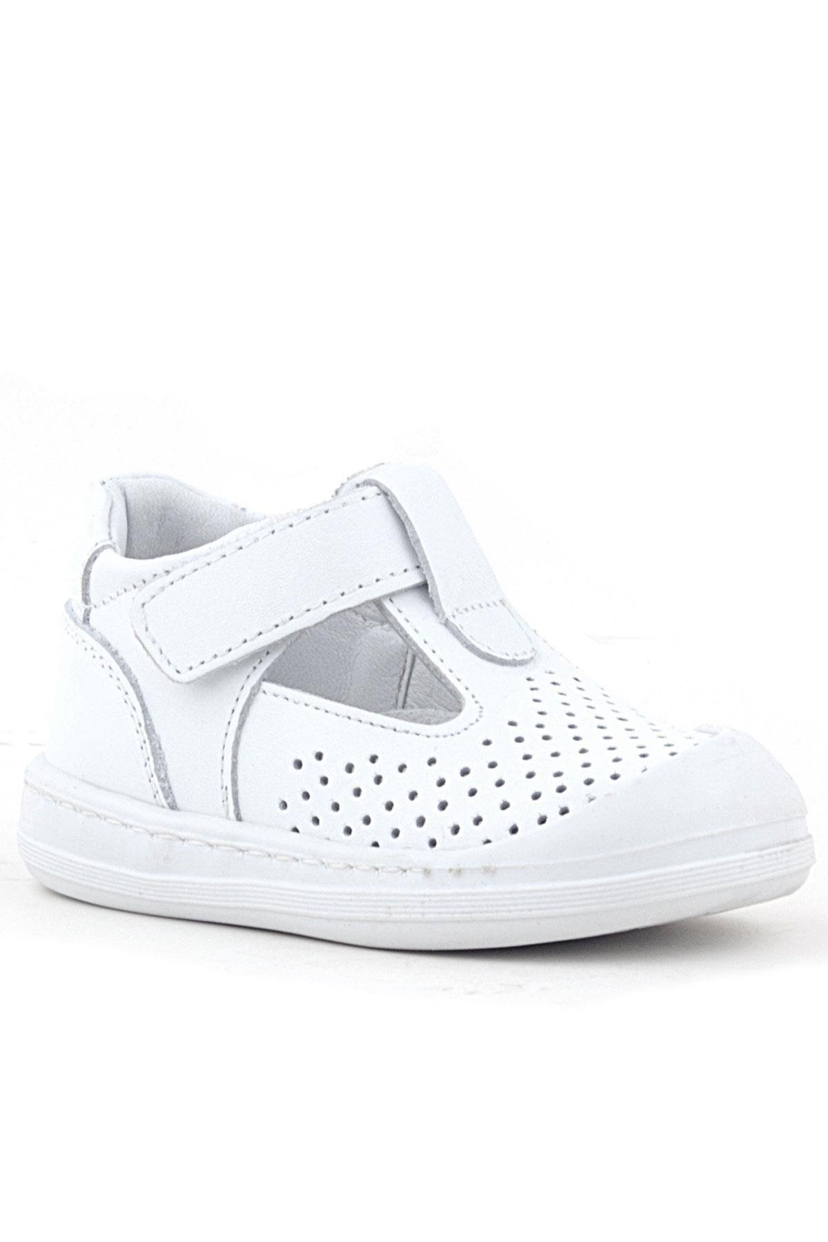 Shaun Hakiki Deri Beyaz Cilt Cırtlı Anatomik Bebek Sandalet - Görsel 2