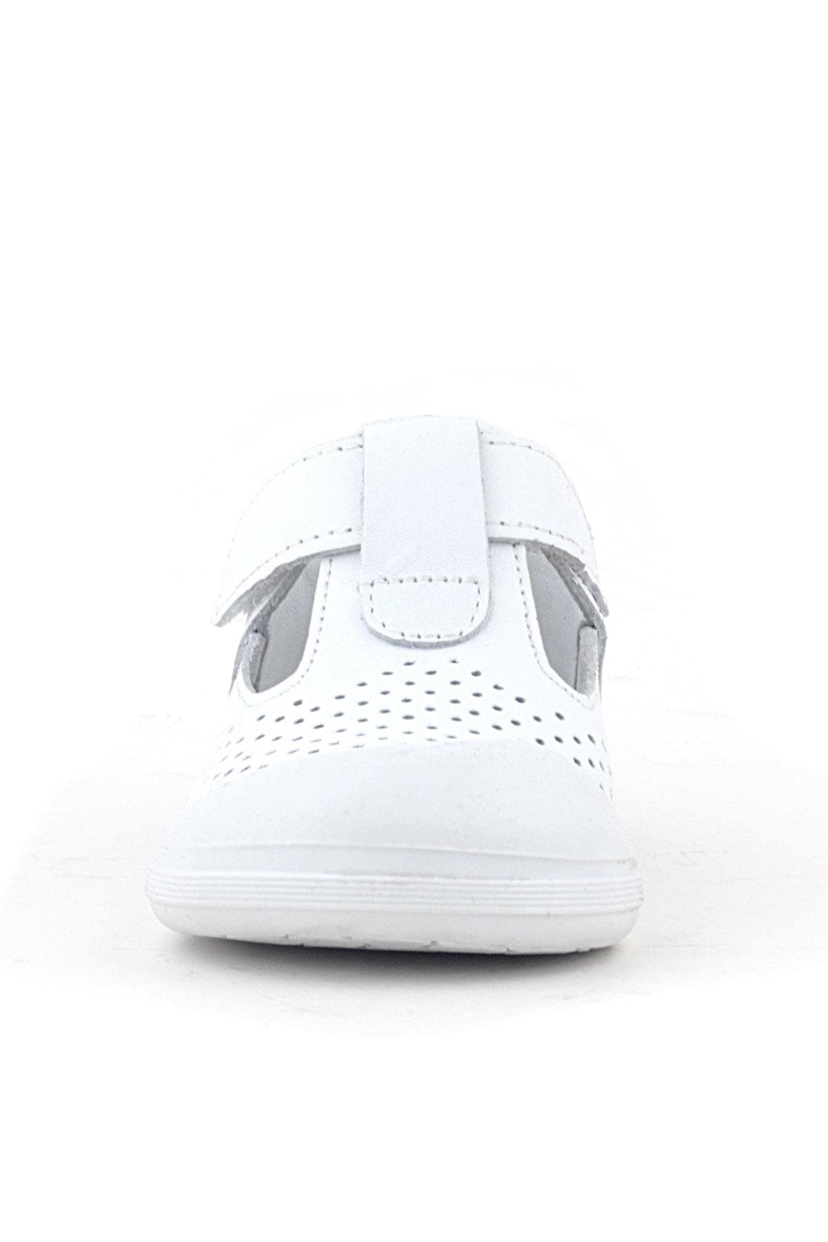 Shaun Hakiki Deri Beyaz Cilt Cırtlı Anatomik Bebek Sandalet - Görsel 4