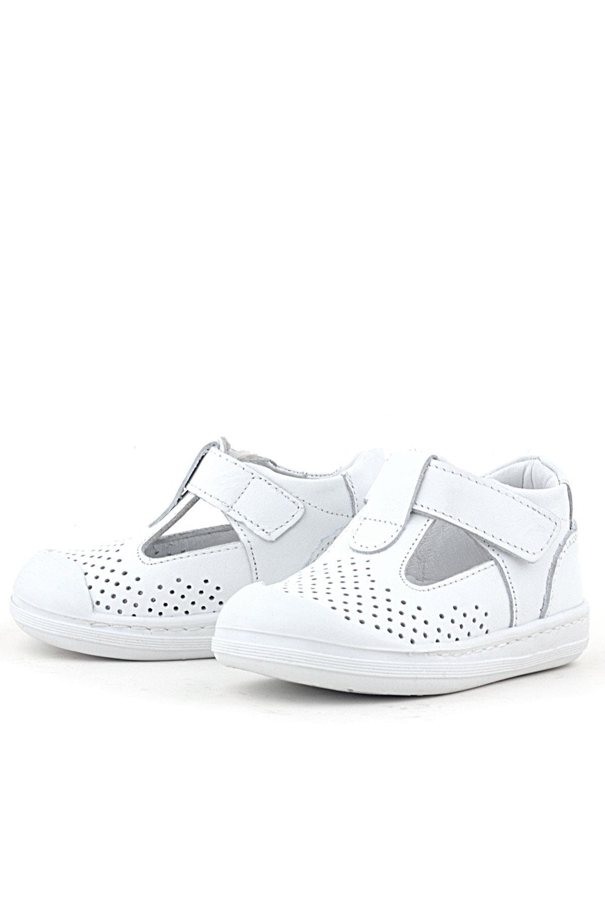 Shaun Hakiki Deri Beyaz Cilt Cırtlı Anatomik Bebek Sandalet - Görsel 8