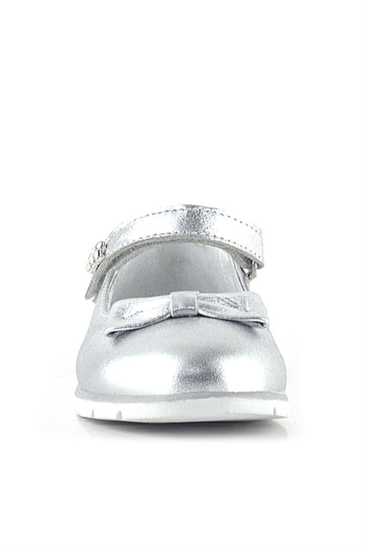 Hakiki Deri Gümüş Taşlı Cırtlı Kız Çocuk Babet - Görsel 4