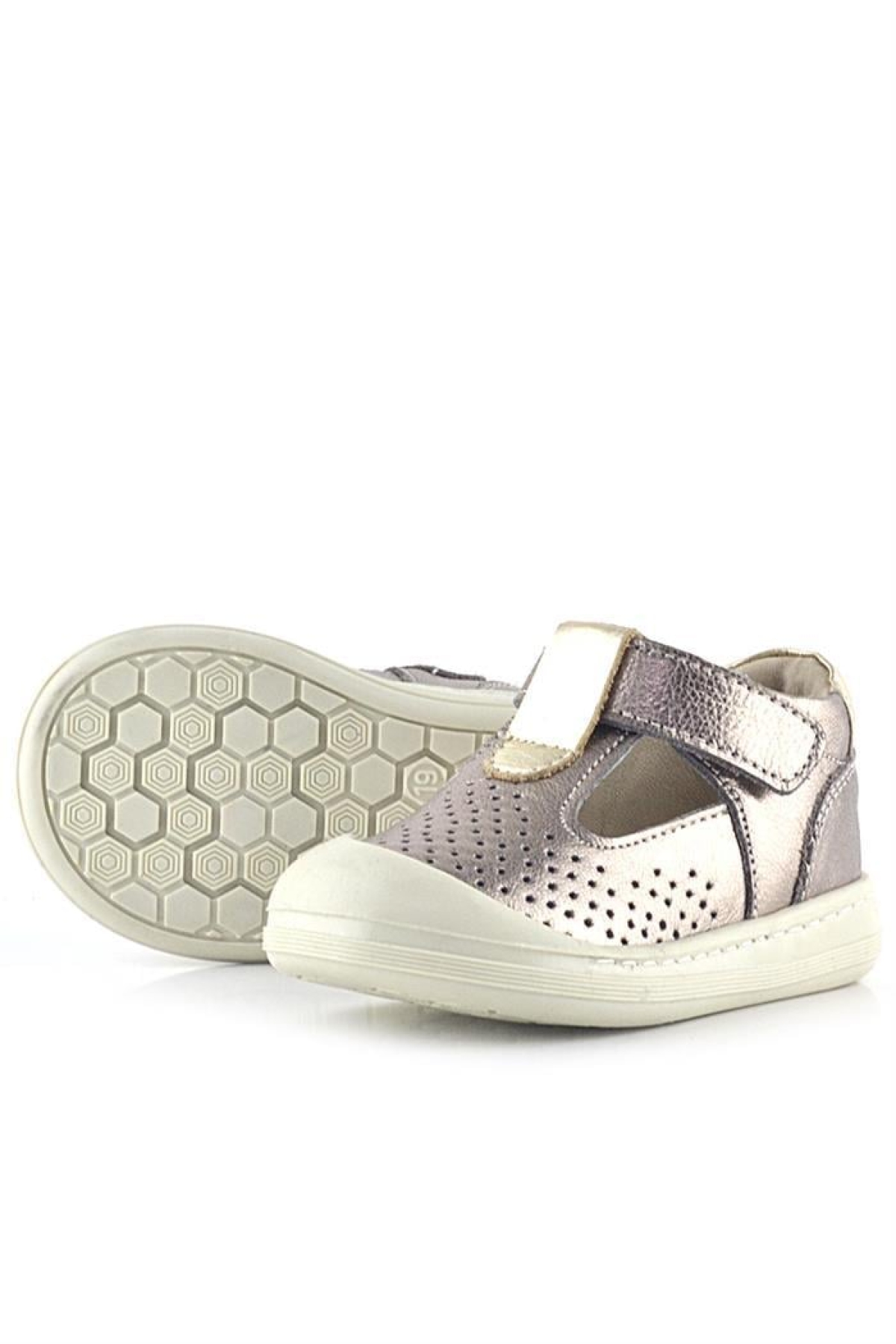 Shaun Hakiki Deri Altın Cırtlı Anatomik Kız Bebek Sandalet - Görsel 8