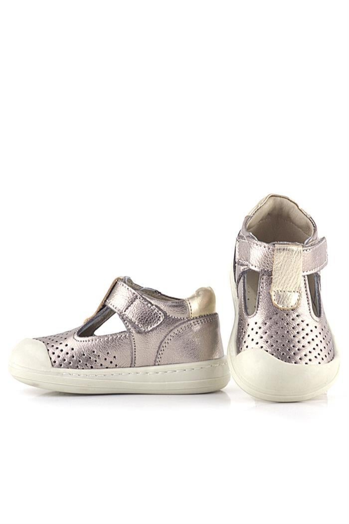 Shaun Hakiki Deri Altın Cırtlı Anatomik Kız Bebek Sandalet - Görsel 10