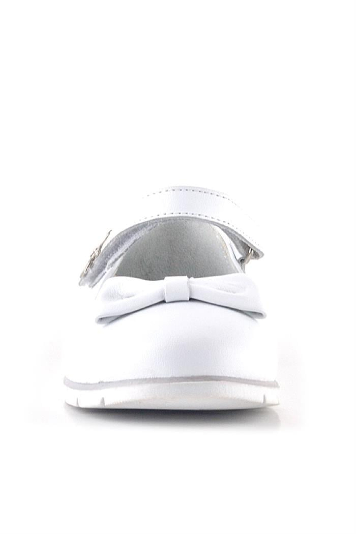 Hakiki Deri Beyaz Cırtlı Çiçek Detaylı Kız Çocuk Babet Ayakkabı - Görsel 4