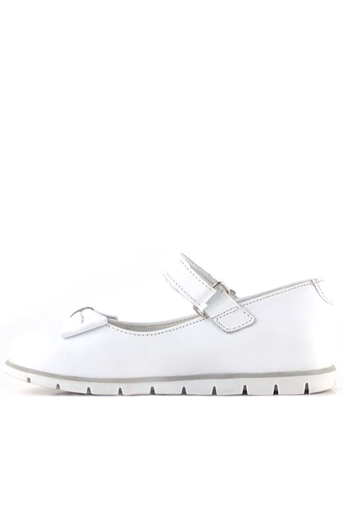Hakiki Deri Beyaz Papatya Detaylı Cırtlı Kız Çocuk Babet Ayakkabı - Görsel 6