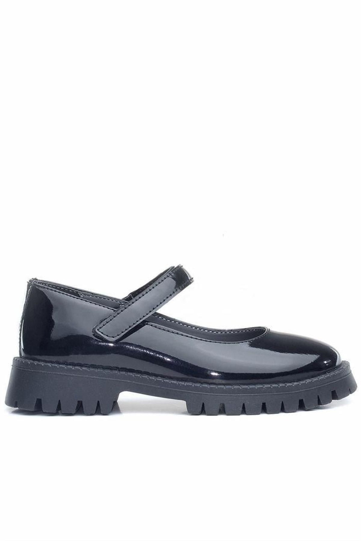 Siyah Rugan Cırtlı Kalın Tabanlı Kız Çocuk Okul Ayakkabısı - Görsel 4
