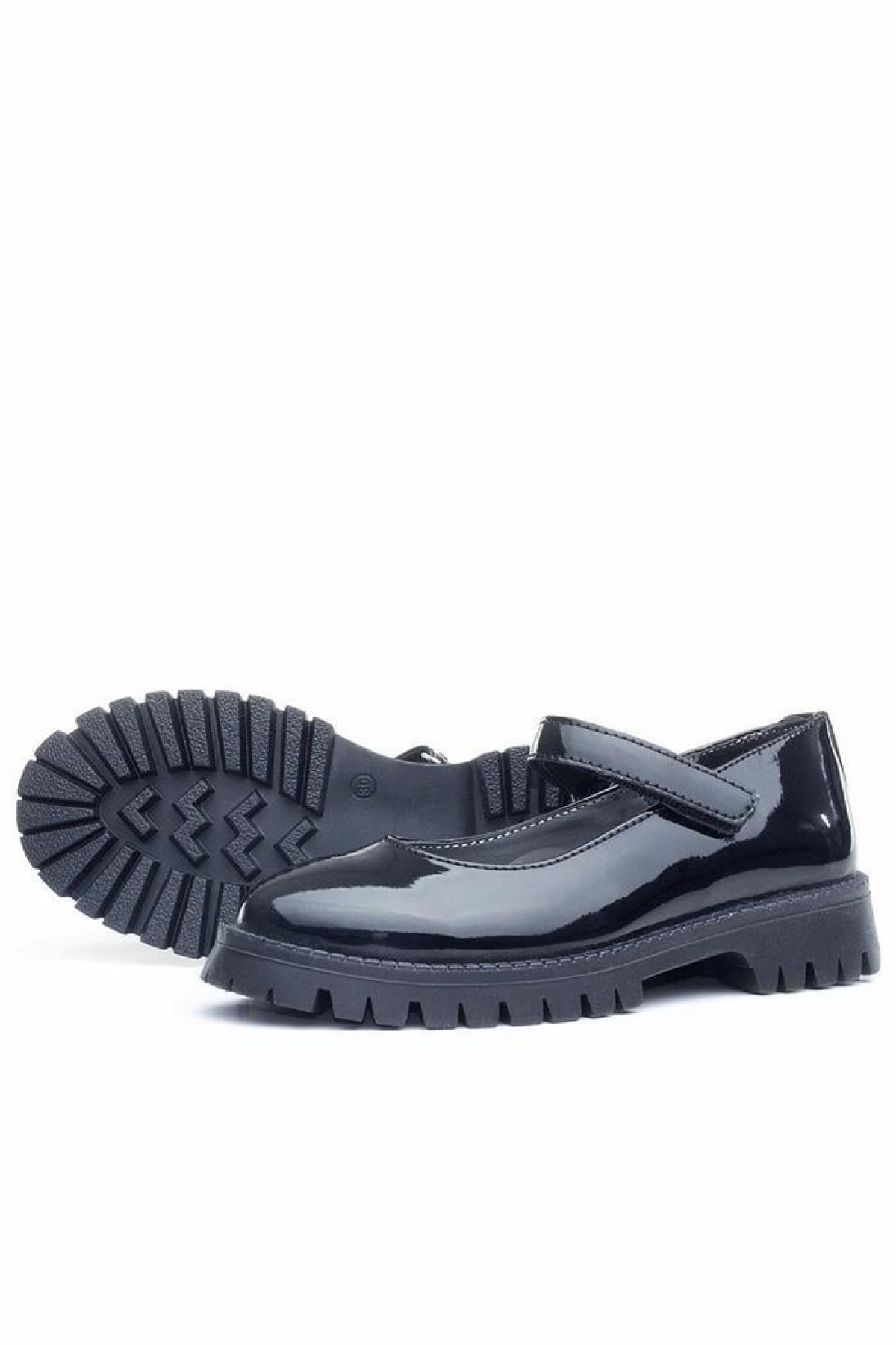 Siyah Rugan Cırtlı Kalın Tabanlı Kız Çocuk Okul Ayakkabısı - Görsel 8