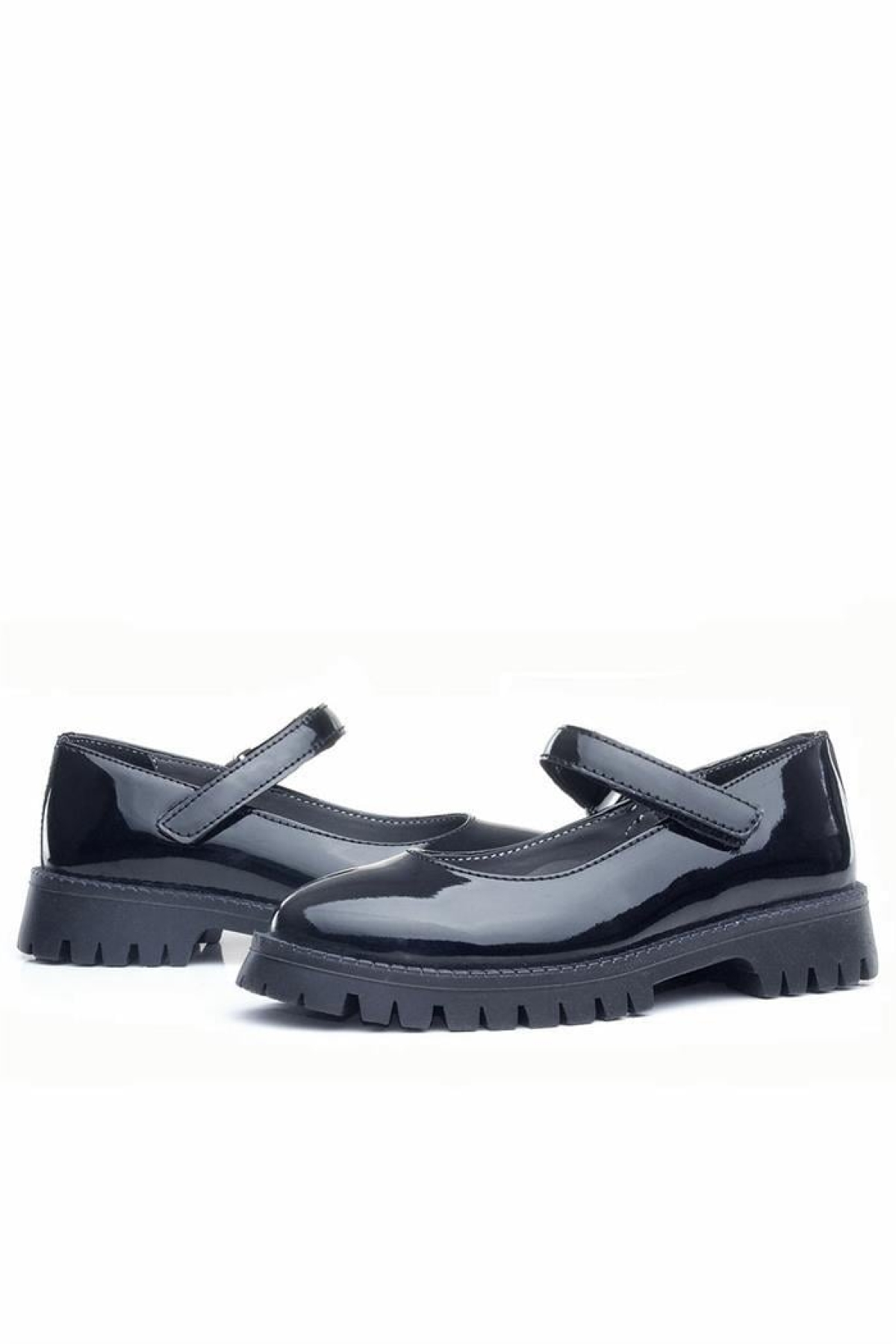 Siyah Rugan Cırtlı Kalın Tabanlı Kız Çocuk Okul Ayakkabısı - Görsel 9