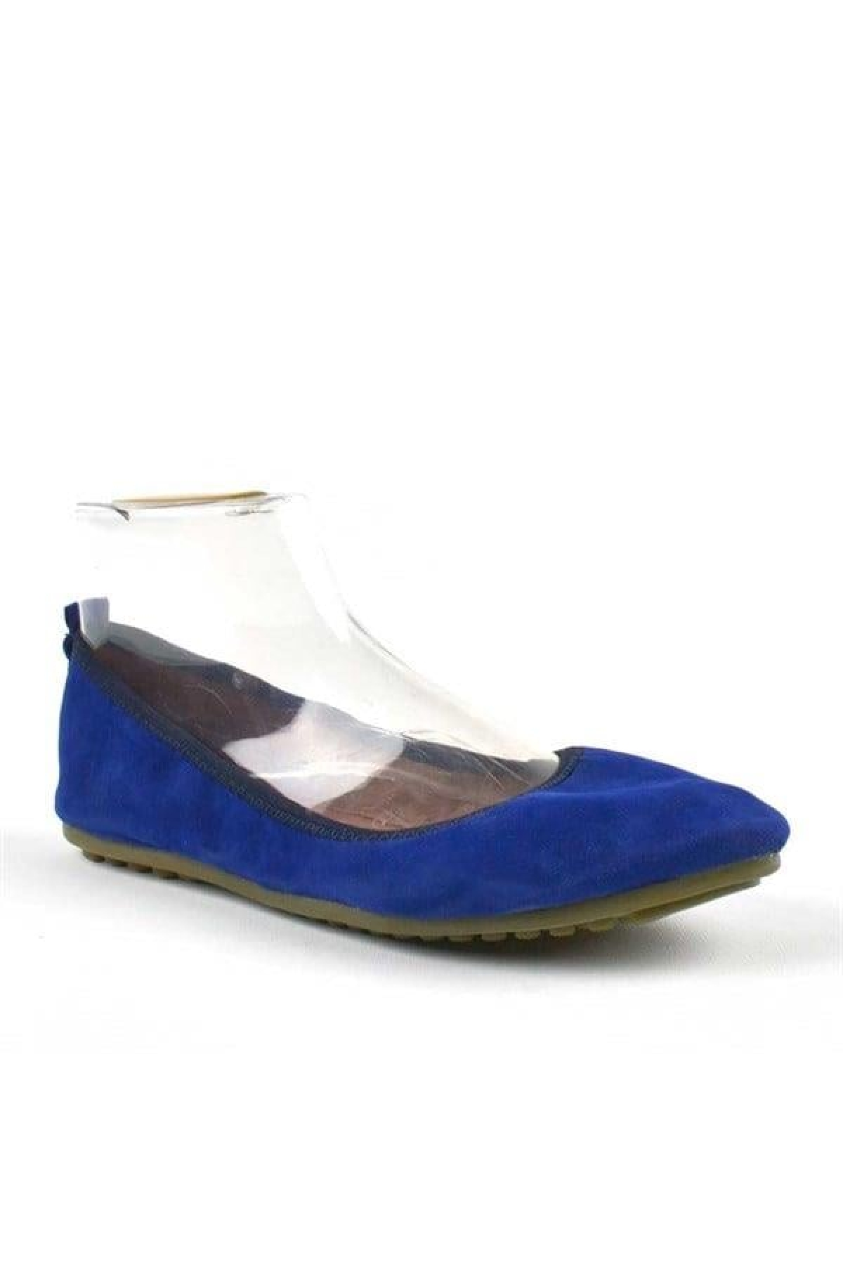 Mavi Süet Katlanabilir Kadın Babet - Görsel 2