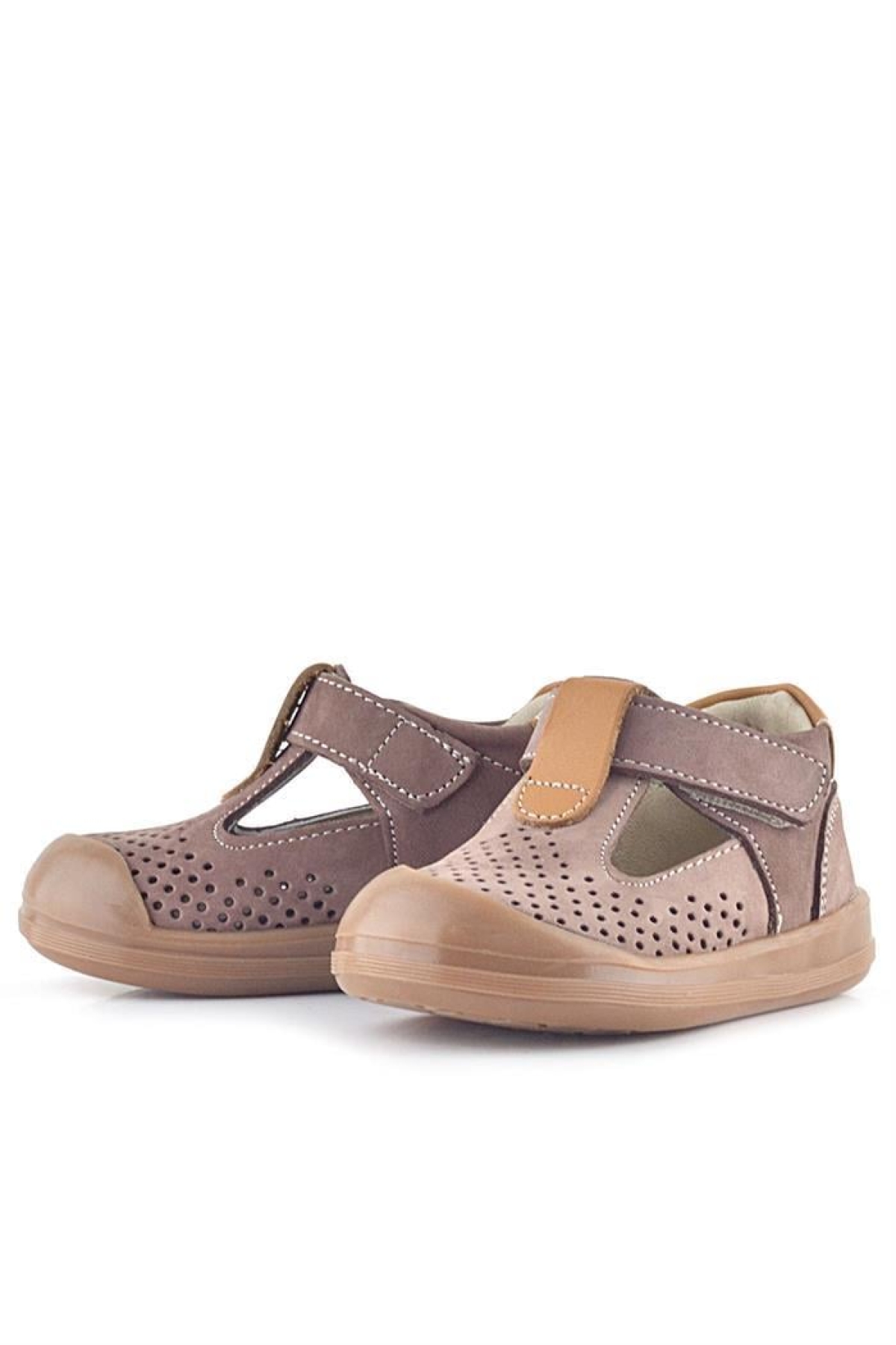 Shaun Hakiki Deri Kum Taba Cırtlı Anatomik Bebek Sandalet - Görsel 6