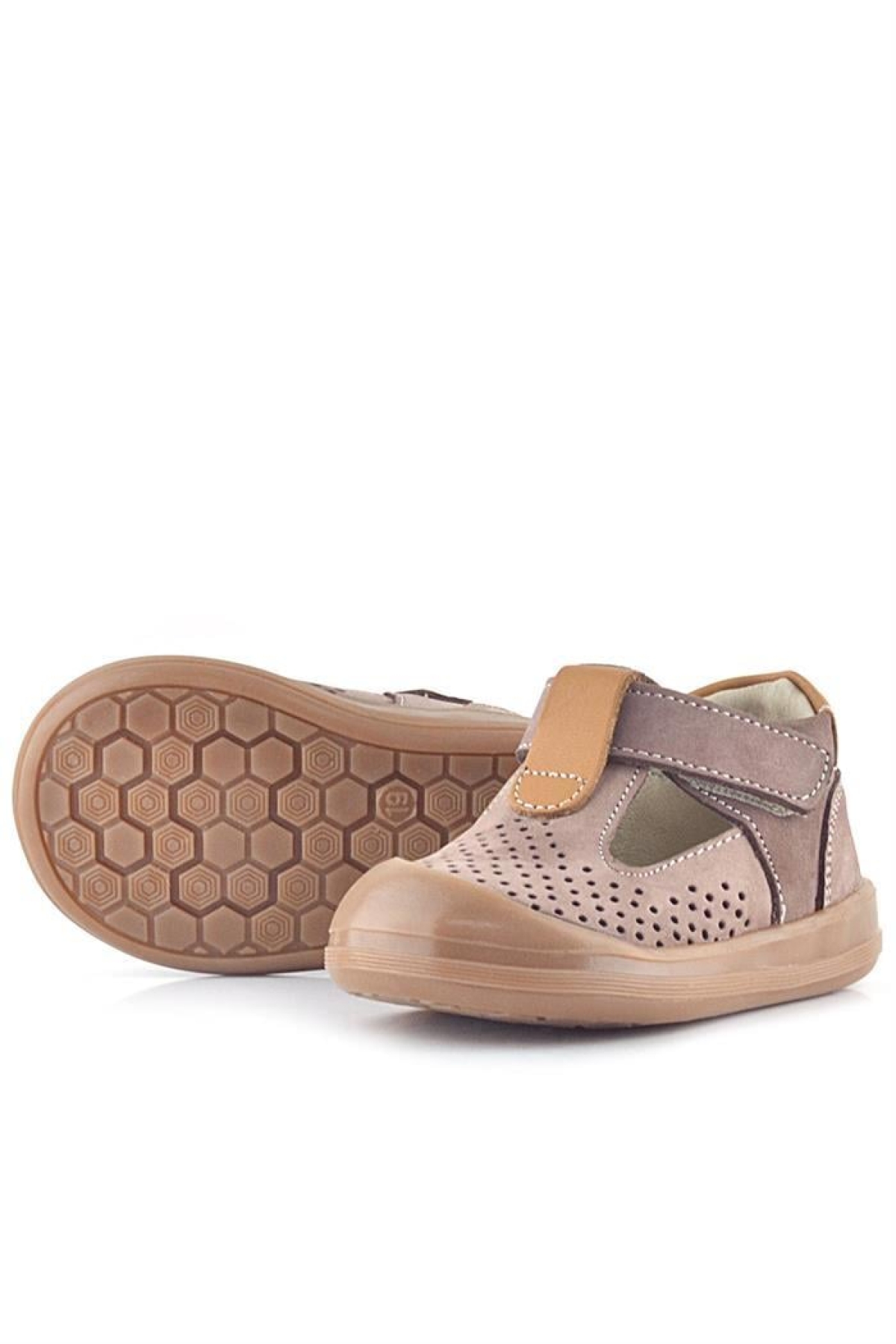 Shaun Hakiki Deri Kum Taba Cırtlı Anatomik Bebek Sandalet - Görsel 7