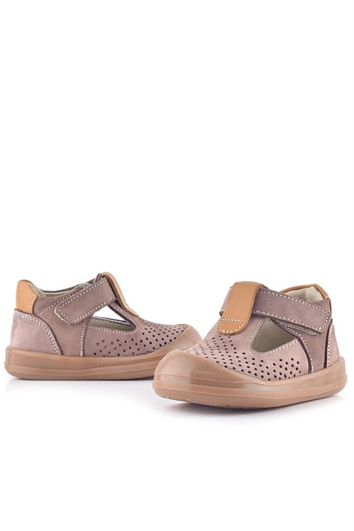 Shaun Hakiki Deri Kum Taba Cırtlı Anatomik Bebek Sandalet - Görsel 8