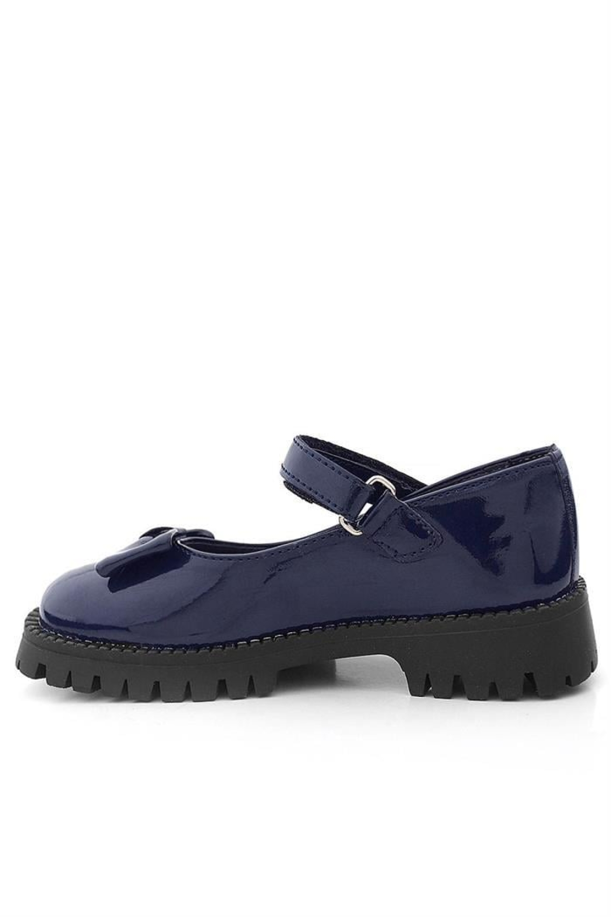 Lacivert Rugan Kalın Tabanlı Cırtlı Kız Çocuk Babet - Görsel 6