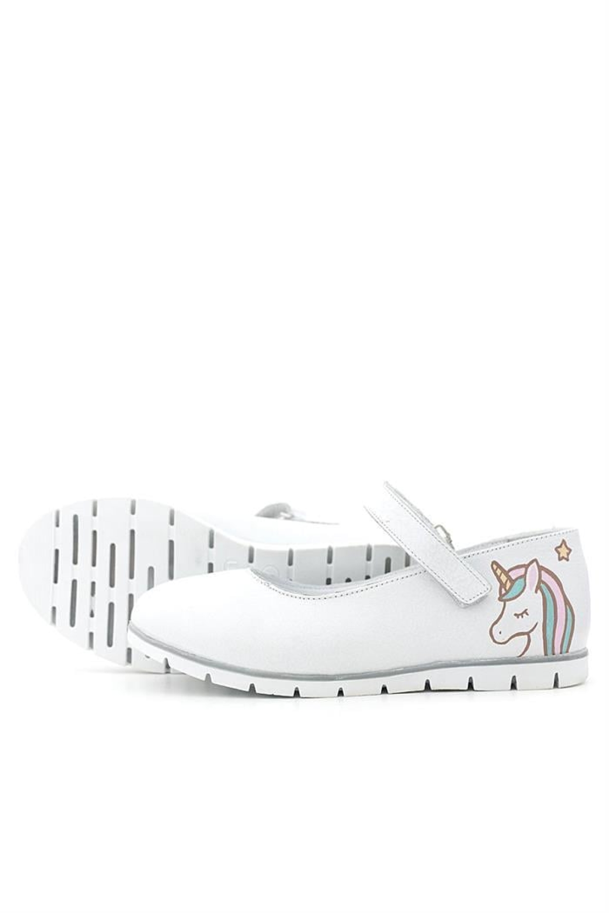 Tbons Özel Tasarım Hakiki Deri Beyaz Kız Çocuk Babet Ayakkabı - Görsel 7
