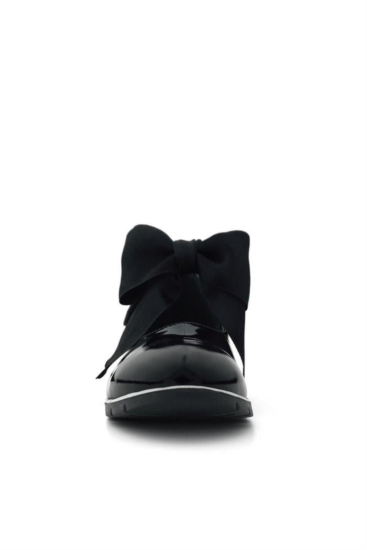 Hakiki Deri Siyah Rugan Siyah Kurdeleli Kız Çocuk Babet - Görsel 4