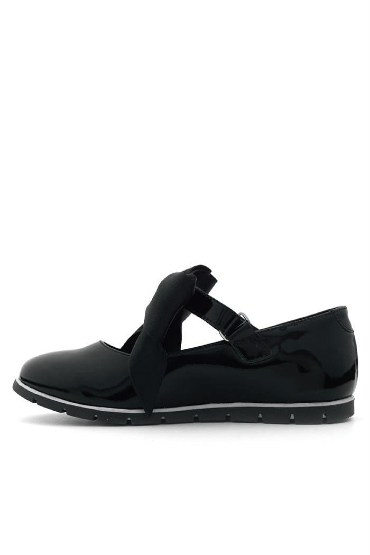 Hakiki Deri Siyah Rugan Siyah Kurdeleli Kız Çocuk Babet - Görsel 5