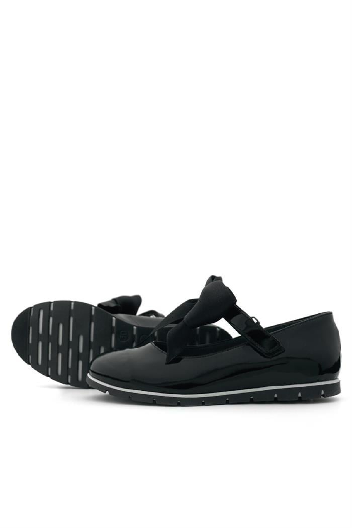 Hakiki Deri Siyah Rugan Siyah Kurdeleli Kız Çocuk Babet - Görsel 7