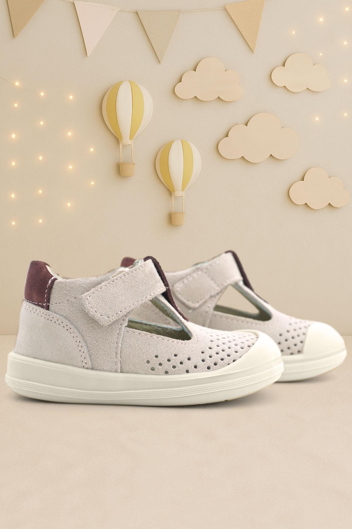 Shaun Hakiki Deri Lila Mor Cırtlı Anatomik Bebek Sandalet - Görsel 2