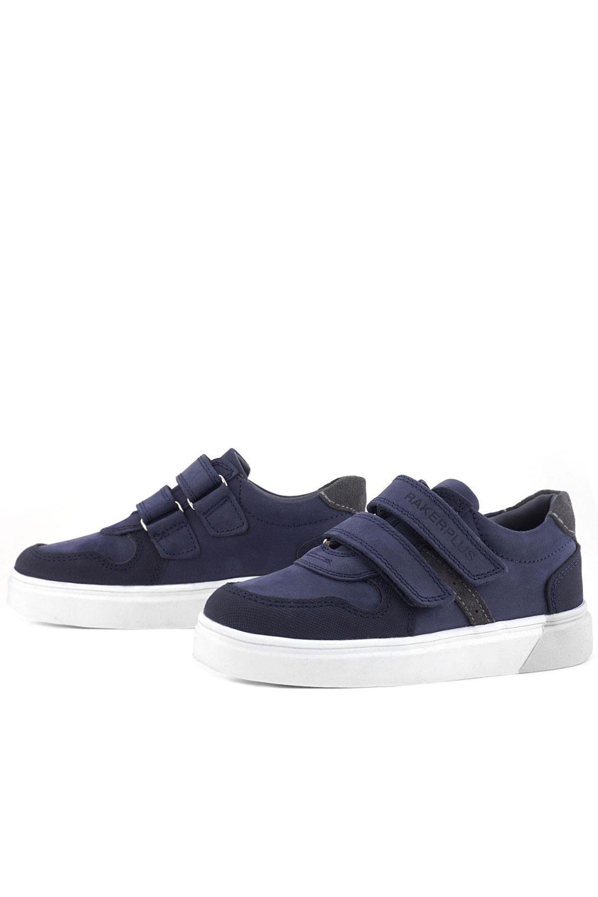 Lacivert Nubuk Cırtlı Hakiki Deri Erkek Çocuk Ayakkabı - Görsel 7
