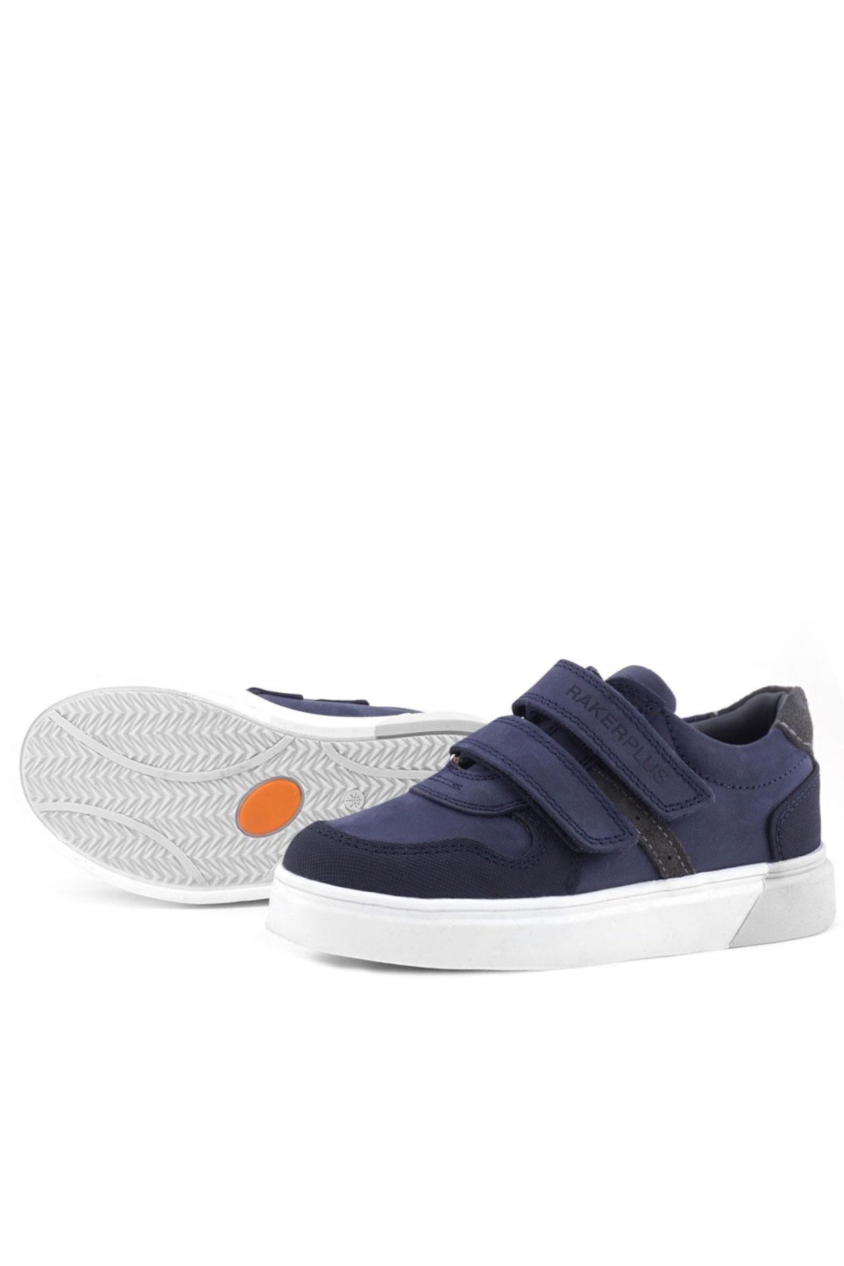 Lacivert Nubuk Cırtlı Hakiki Deri Erkek Çocuk Ayakkabı - Görsel 8