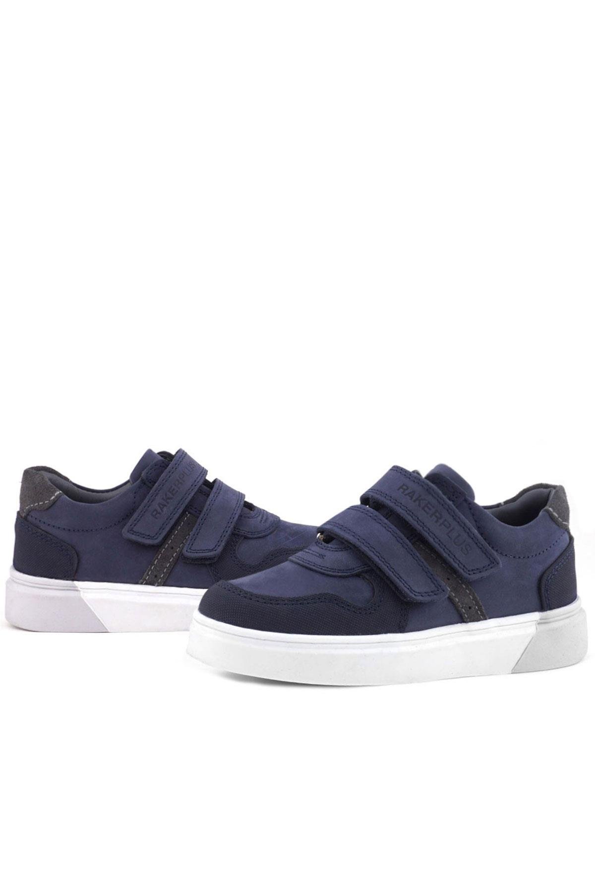 Lacivert Nubuk Cırtlı Hakiki Deri Erkek Çocuk Ayakkabı - Görsel 9