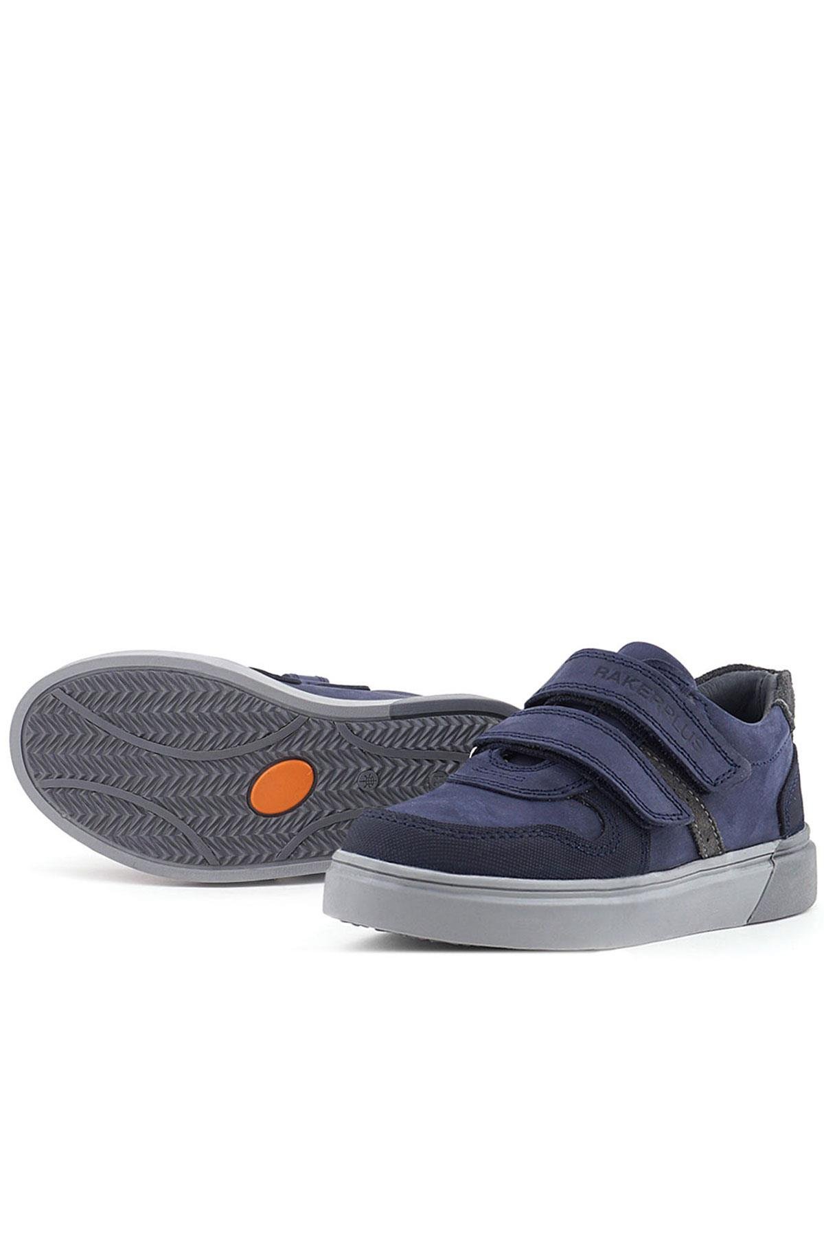 Lacivert Nubuk Cırtlı Hakiki Deri Erkek Çocuk Okul Ayakkabı - Görsel 8