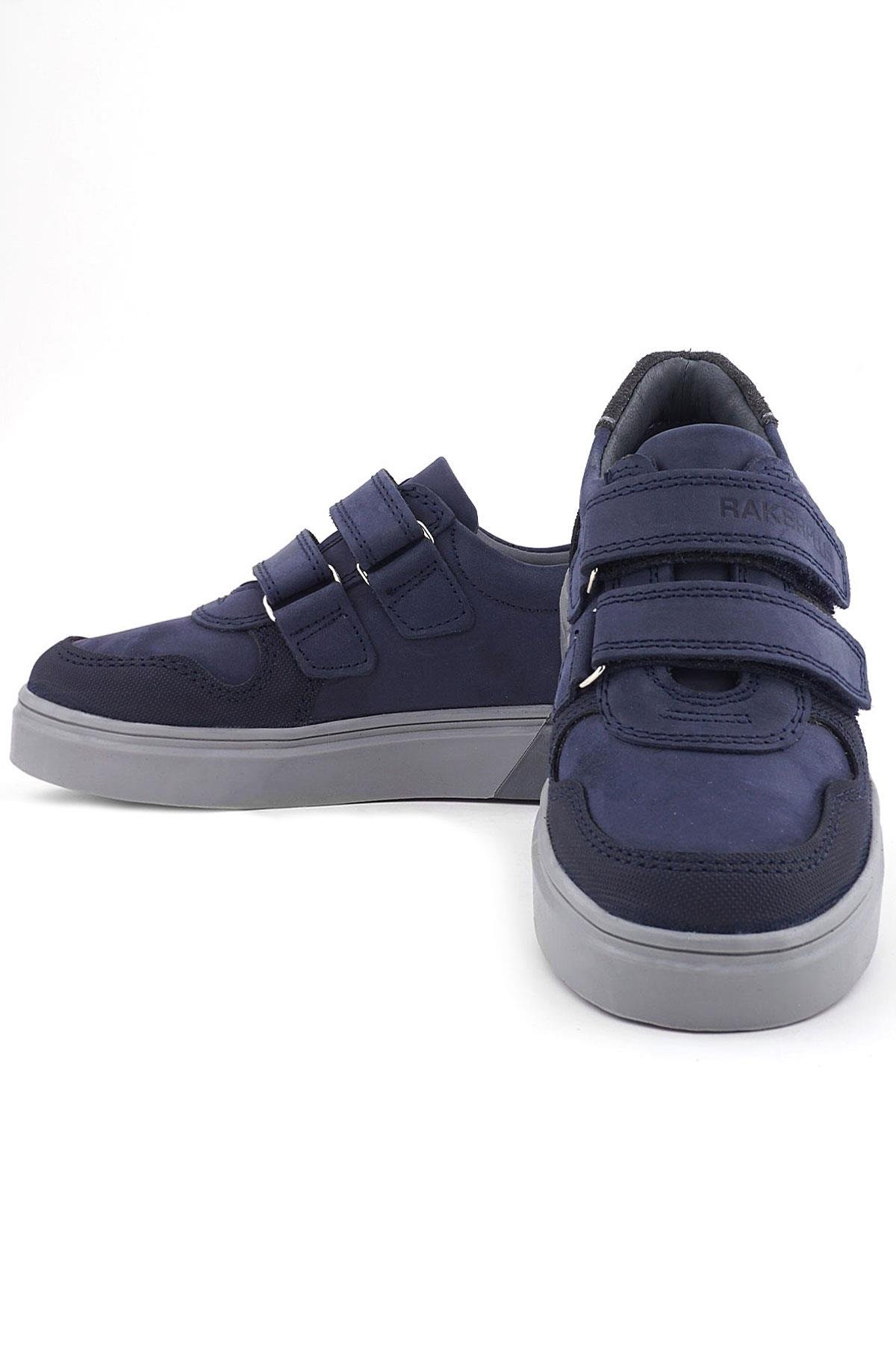 Lacivert Nubuk Cırtlı Hakiki Deri Erkek Çocuk Okul Ayakkabı - Görsel 10