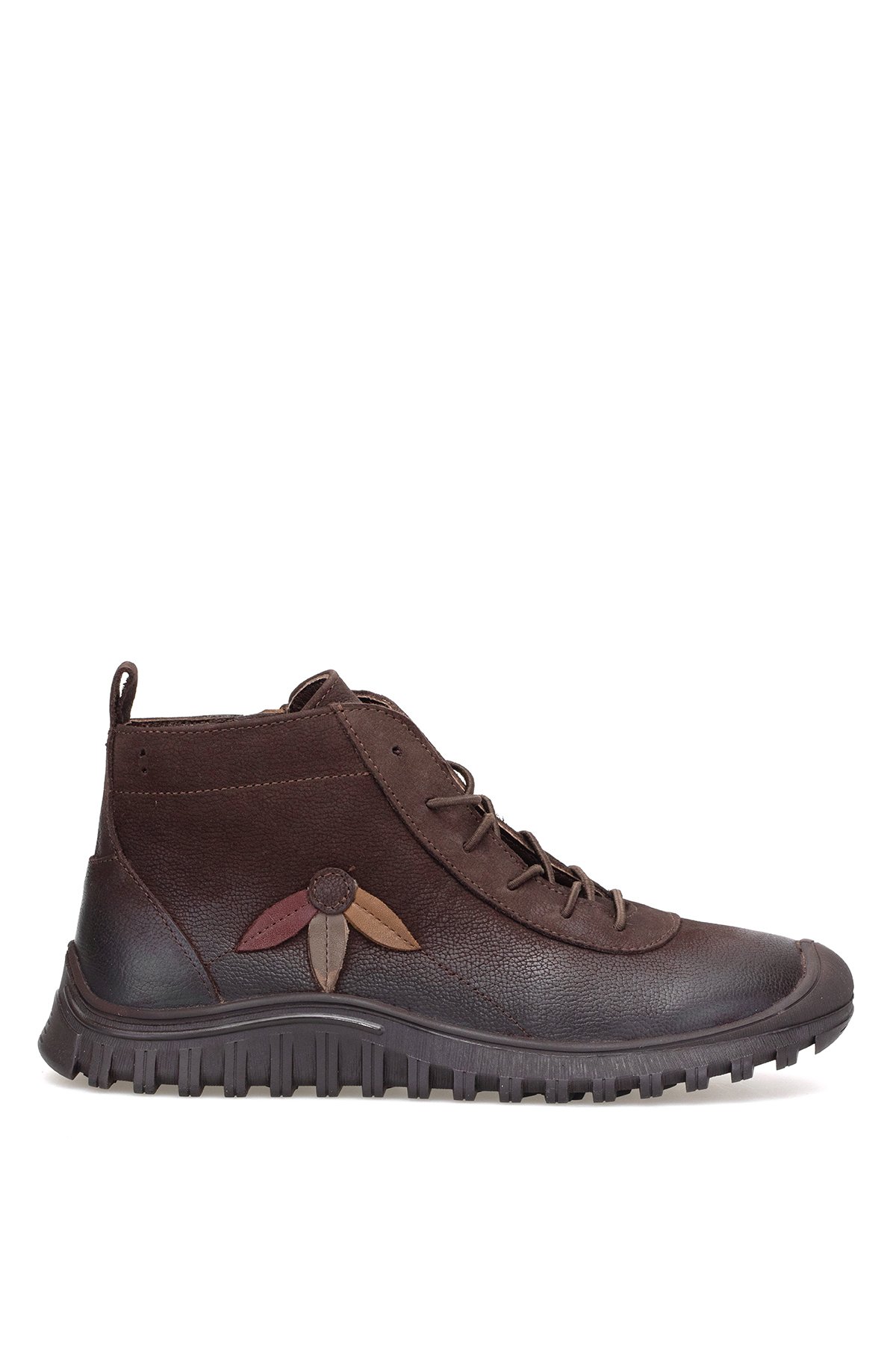 2413554K Kadın Hakiki Deri Düz Bot Kahverengi - Görsel 2