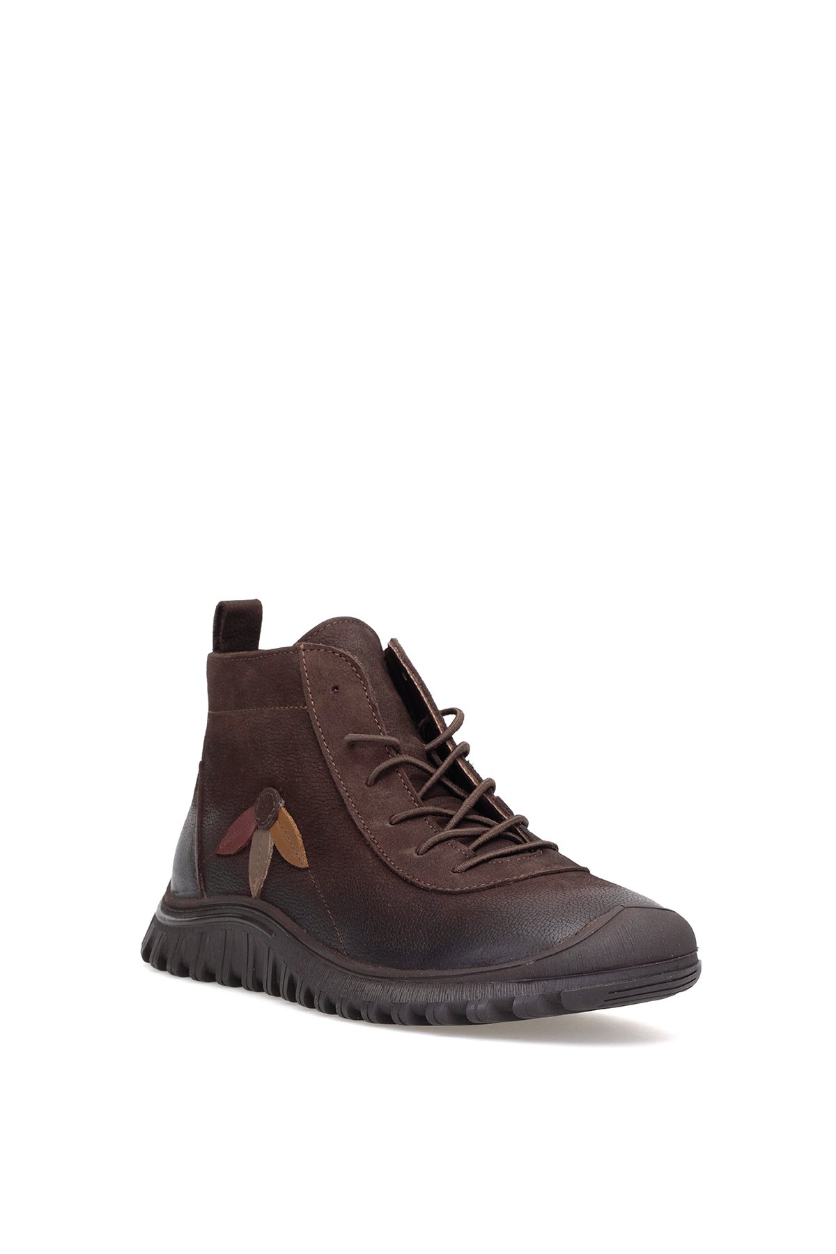 2413554K Kadın Hakiki Deri Düz Bot Kahverengi - Görsel 3