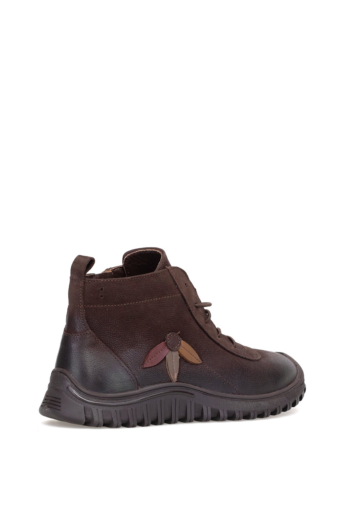 2413554K Kadın Hakiki Deri Düz Bot Kahverengi - Görsel 5