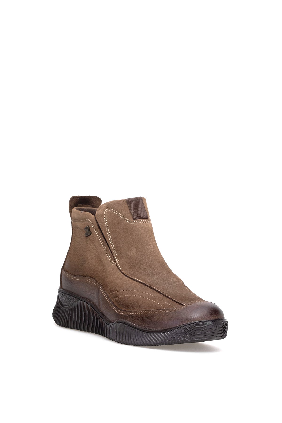 1953874K Kadın Hakiki Deri Düz Bot Vizon - Görsel 3