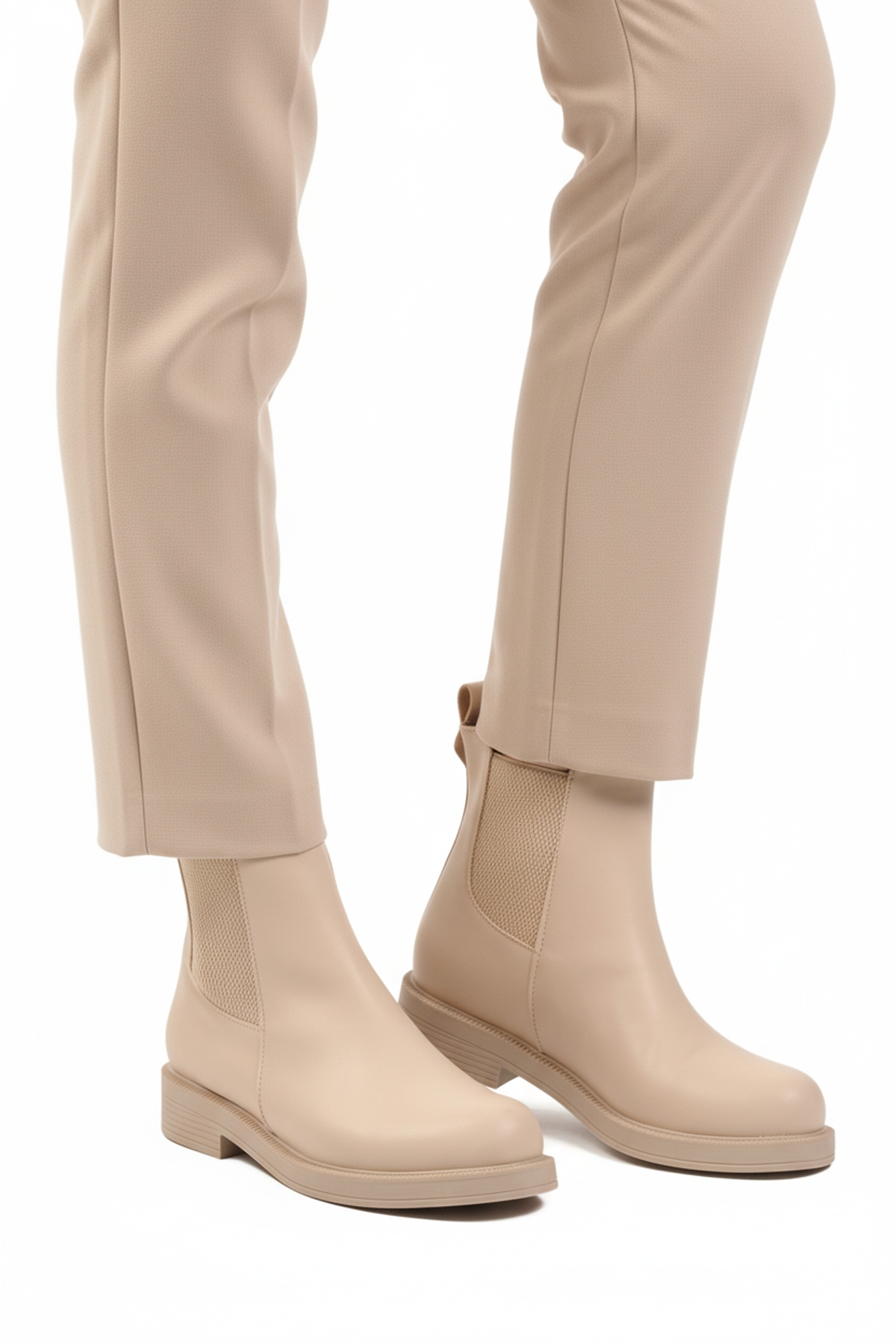 Bej Cilt Polarlı Kolay Giyilebilir Kaymaz Kadın Chelsea Bot 284097 Z - Görsel 2