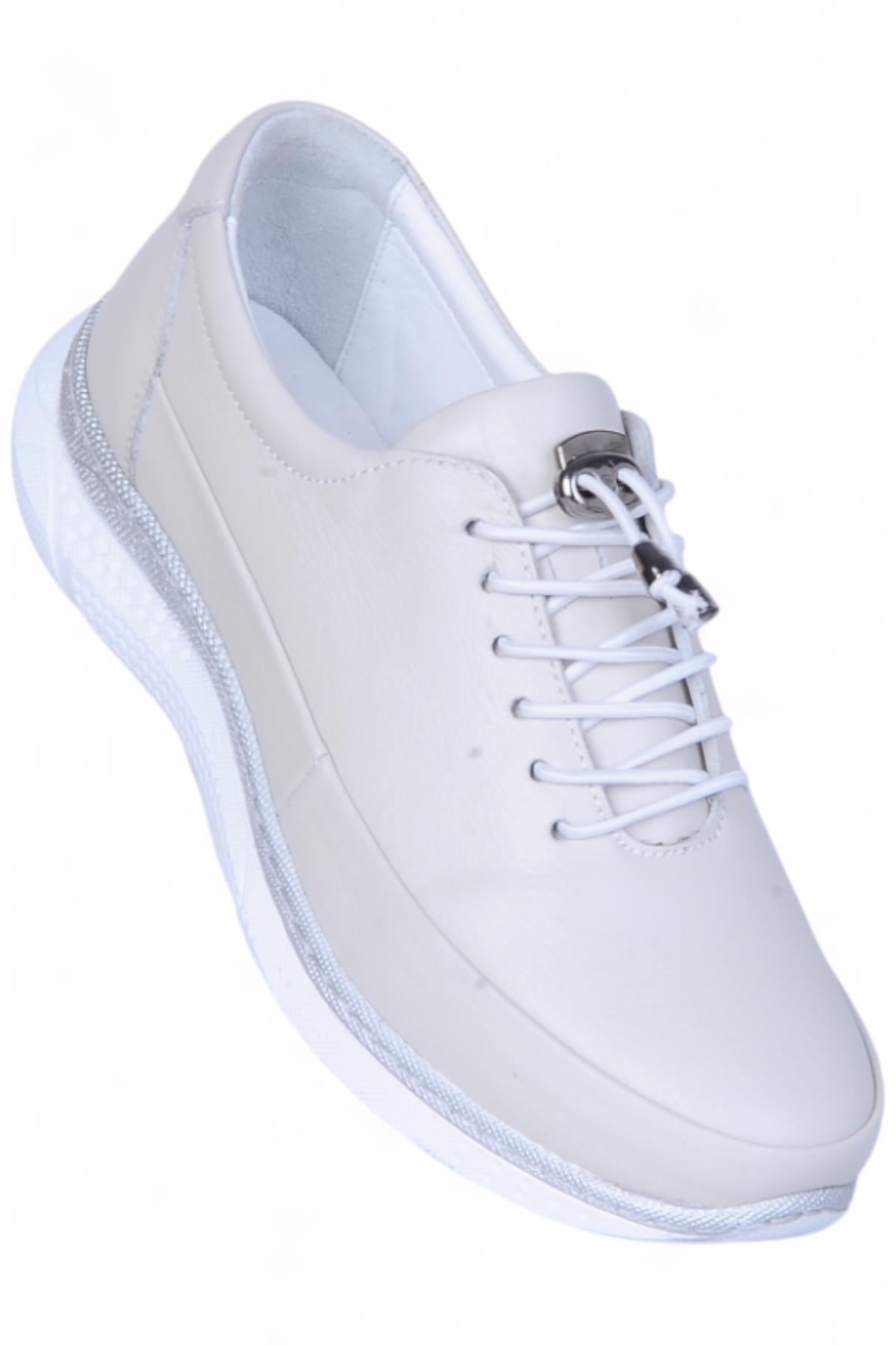 Missmama 007 Gri Kadın Hakiki Deri Casual Ayakkabı - Görsel 3