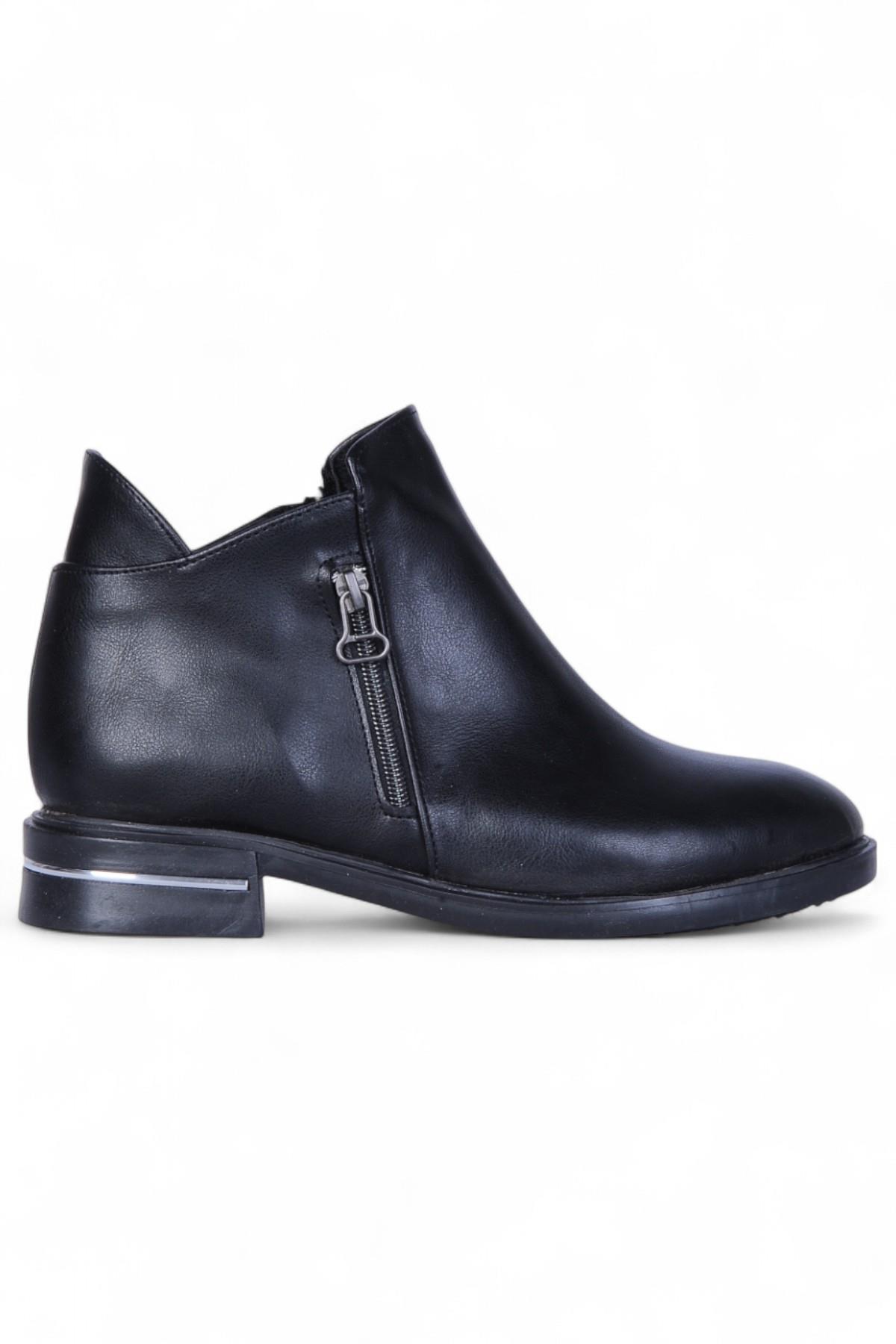 By16 Cilt Siyah Ayışığı Kadın Düz Bot - Görsel 2
