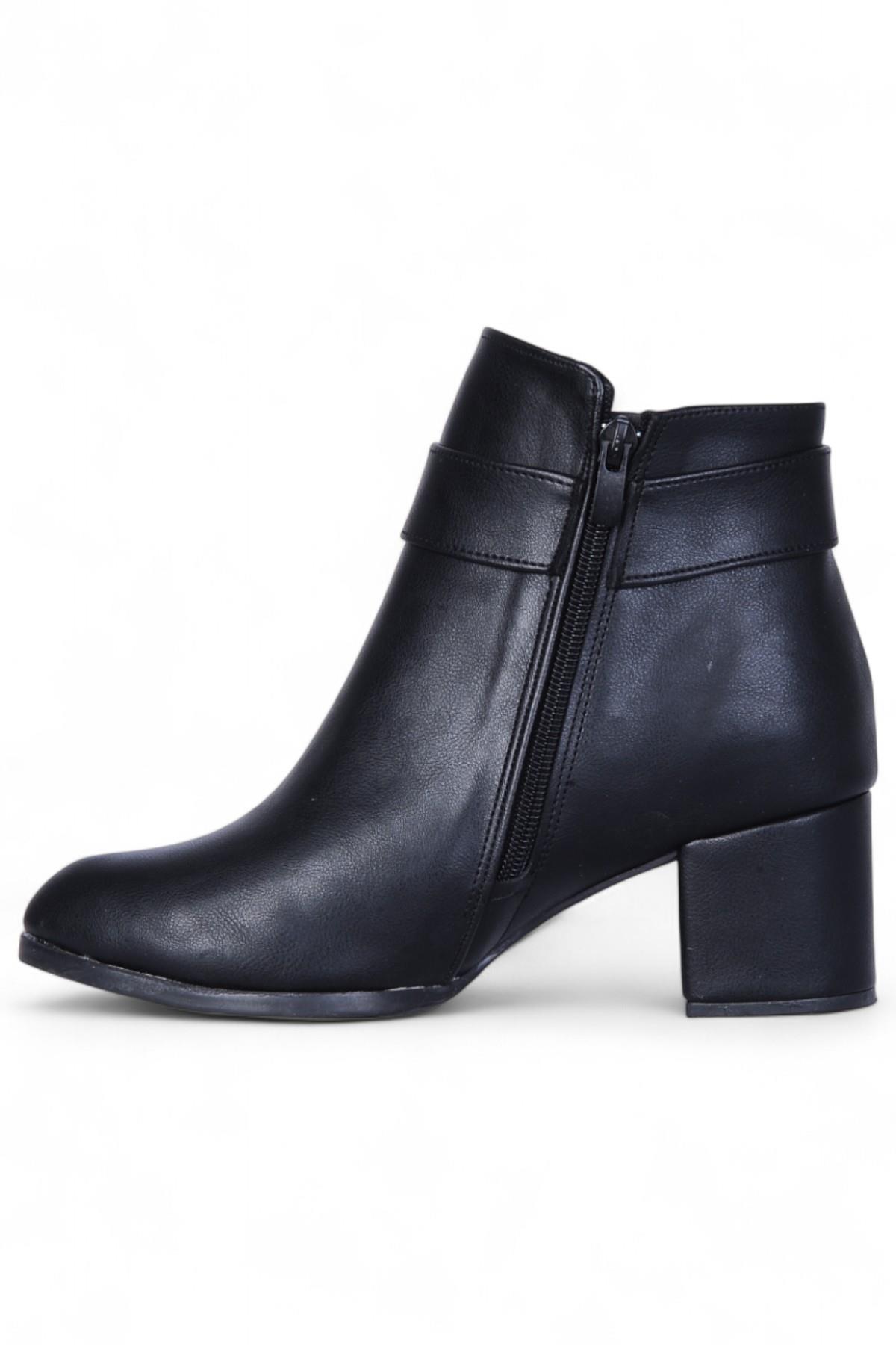 By15 Cilt Siyah Ayışığı Kadın 7Cm Topuklu Bot - Görsel 3
