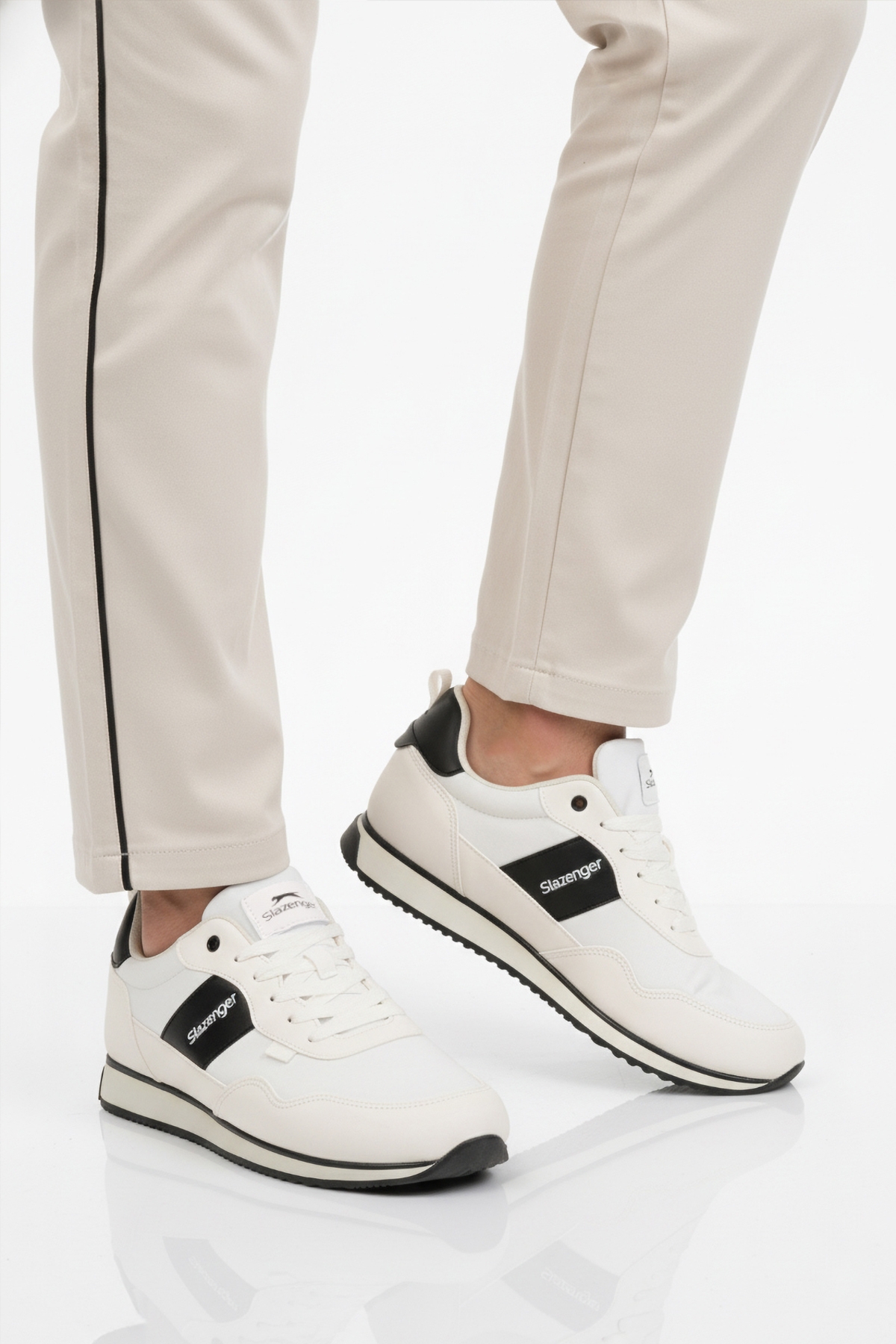 Beyaz Siyah Bağcıklı Cilt Erkek Spor Ayakkabı Offense M - Görsel 2